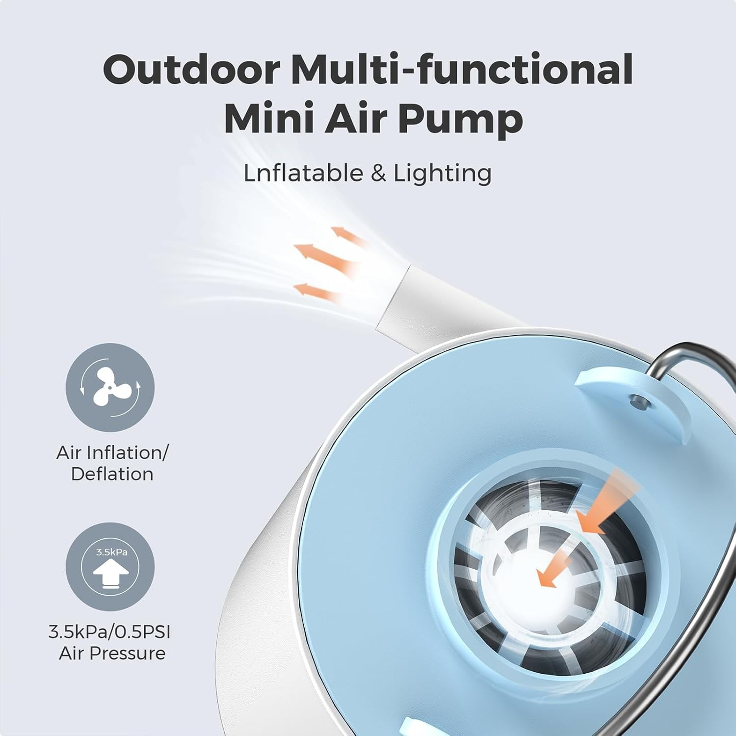 Tiny Pump X: Ultra-Mini Portable Air Pump & Camping Light – 1300mAh Rechargeable