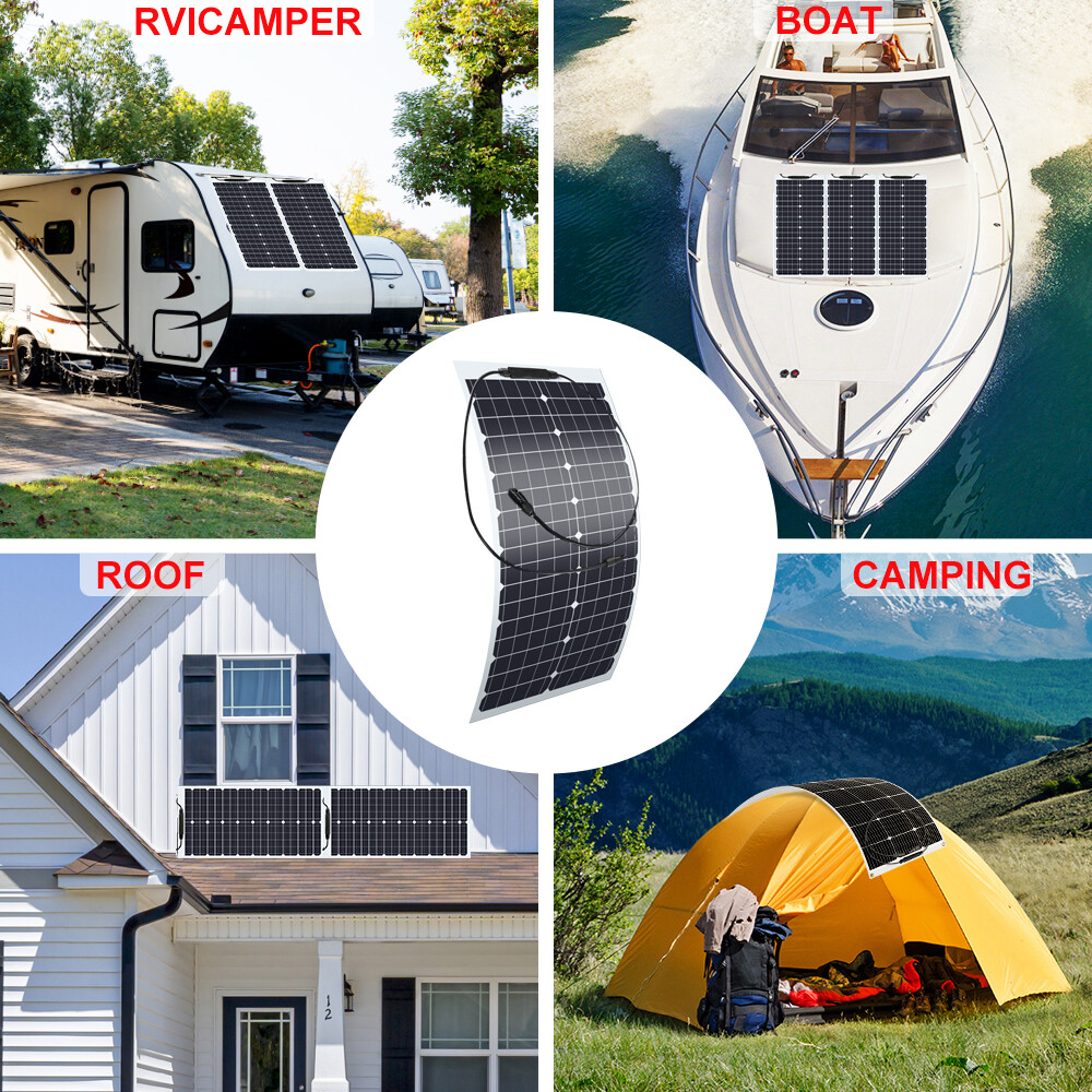 300W Watt Flexible Solar Panel Portable Mono RV Camping Battery Charge Boat 12V