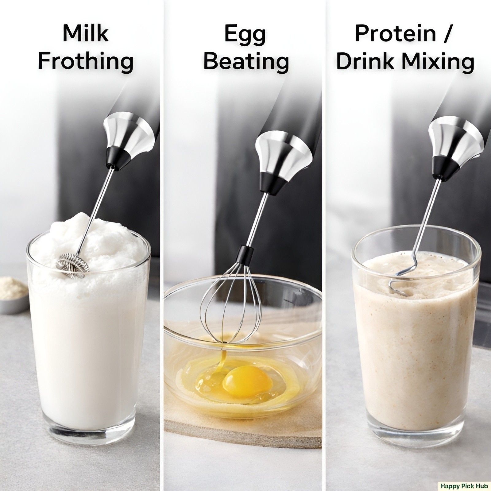 Electric Milk Frother Egg Beater Rechargeable Handheld Mixer w/ Stand