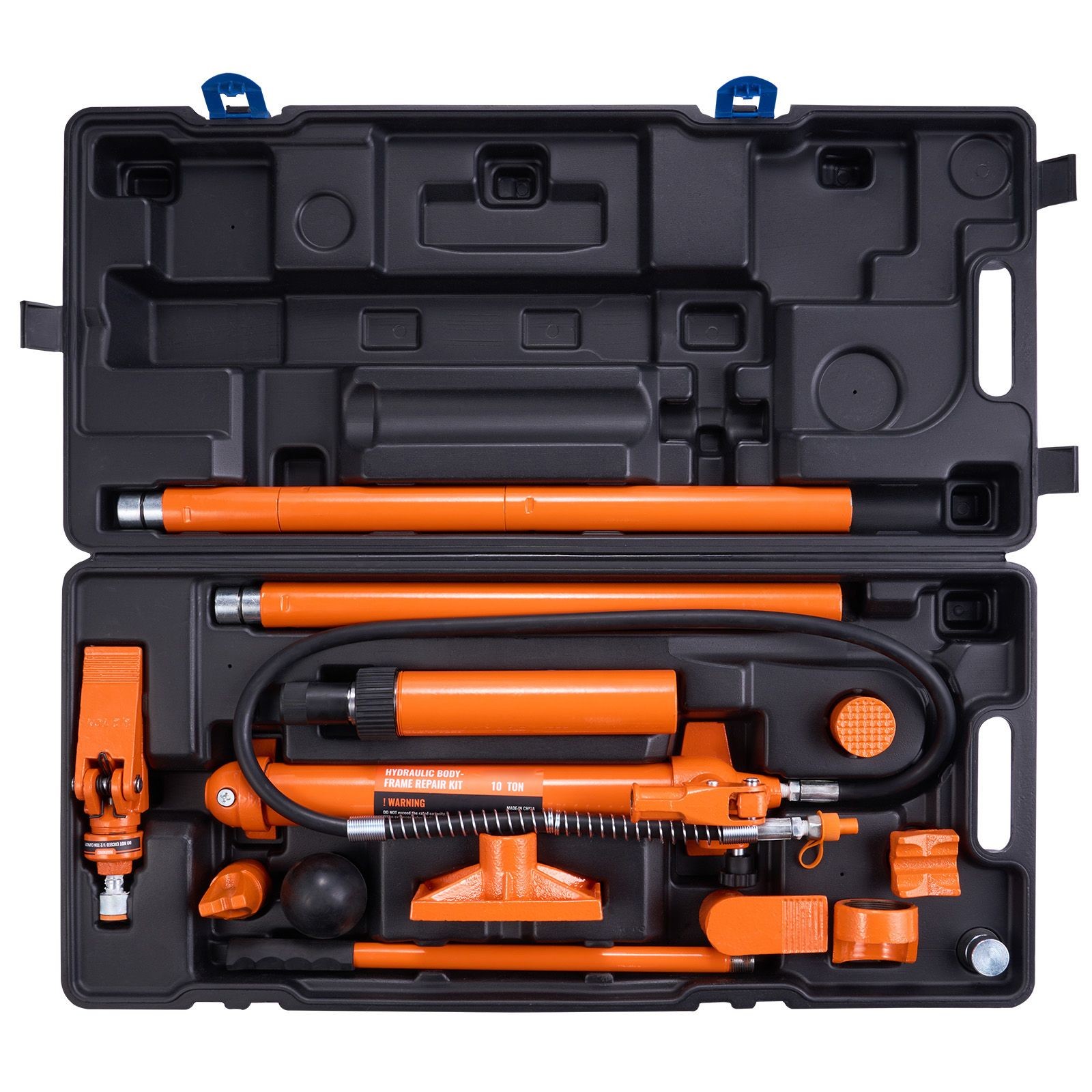 10 Ton Hydraulic For RAM Kit with Pump, 4.6ft Hose, Storage Case
