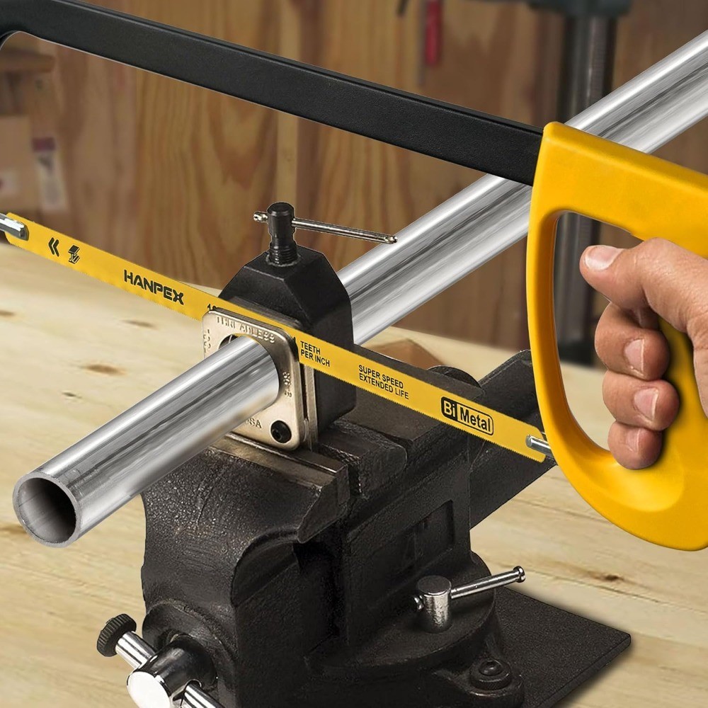 12in. High-Tension Hacksaw Frame with 24 TPI Bi-metal Blade, Hand Saw Suitable