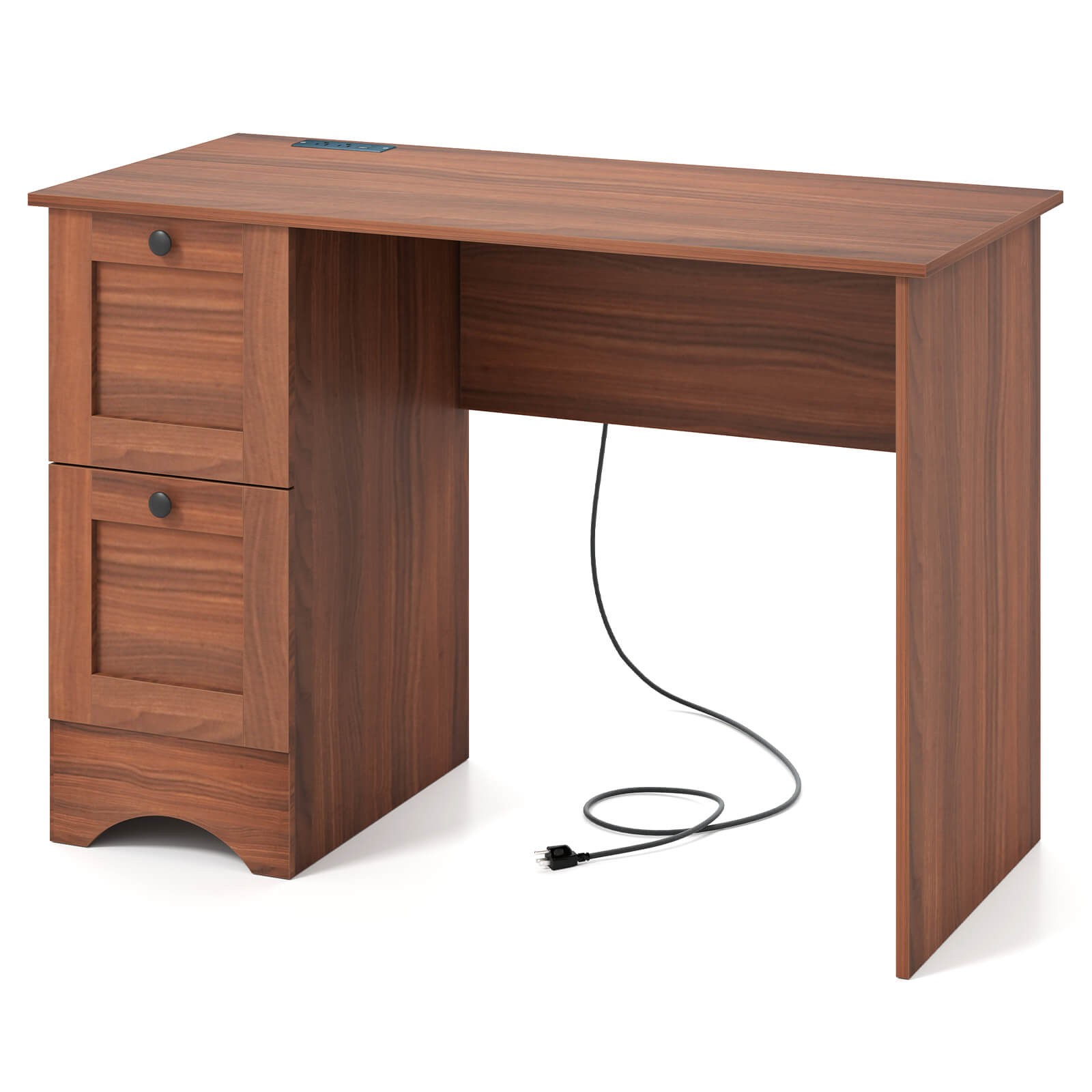 Home Office Study Table Vintage Computer Desk Spacious Workstation w/ 2 Drawers