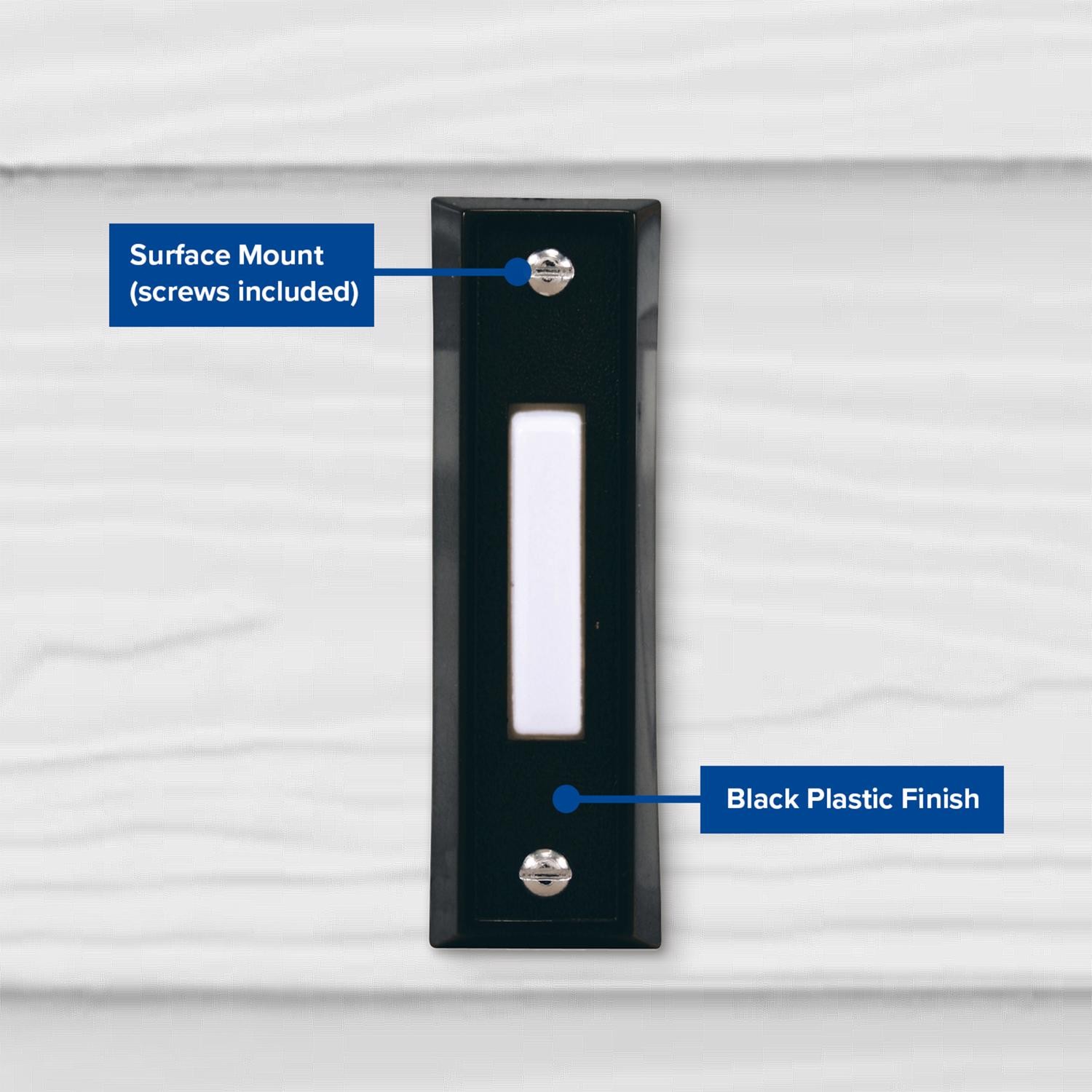 Heath Zenith SL-664-03 Black Wired Pushbutton Doorbell 2.89 Hx0.08 Wx0.74 D in.
