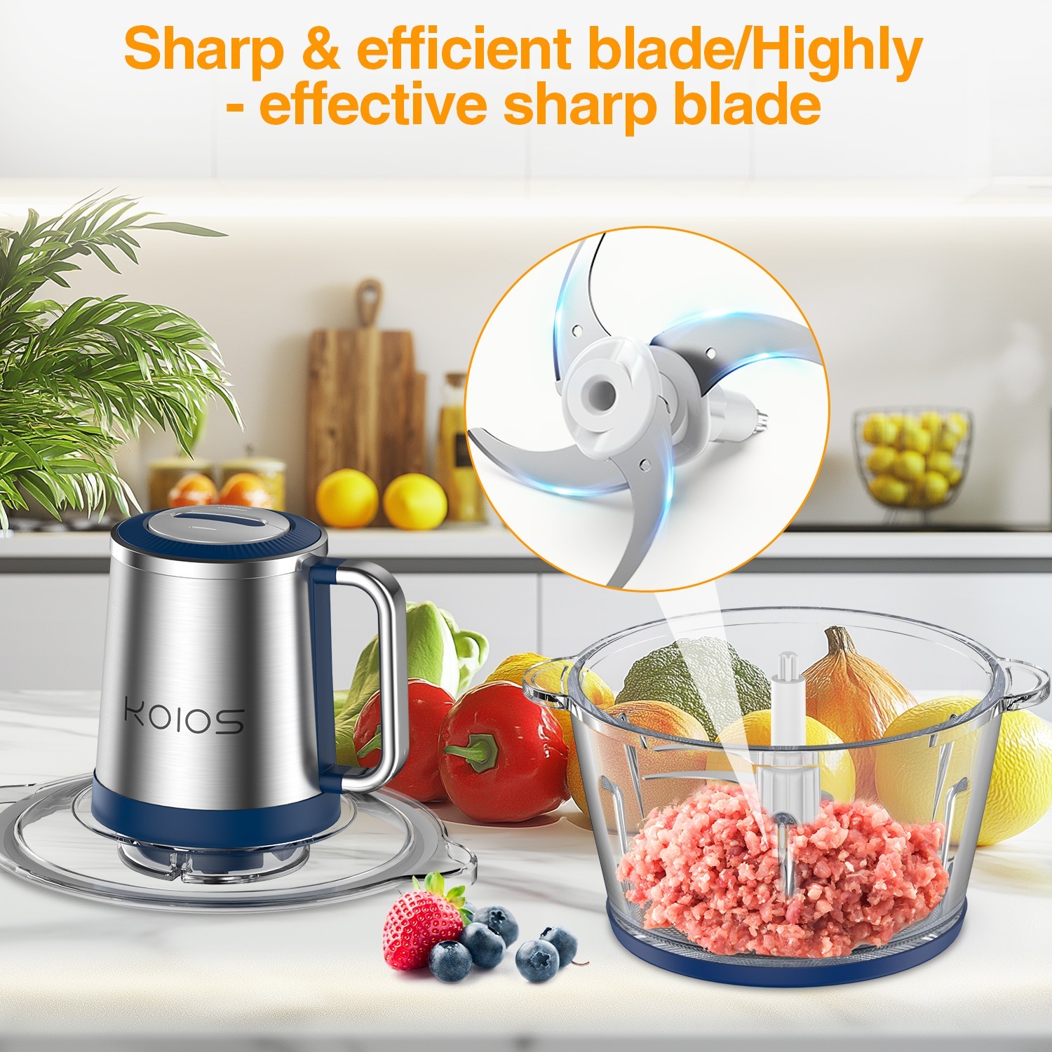 500W Electric Food Chopper Electric Stainless Steel Processor Meat Grinder Mixer