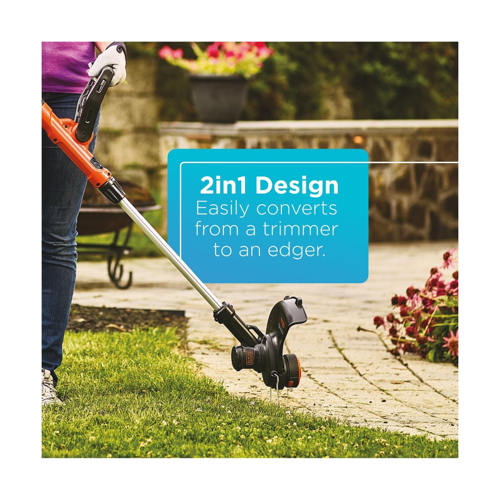 Black+Decker 40V MAX 13 Inch String Trimmer and Lawn Edger with Battery and C…