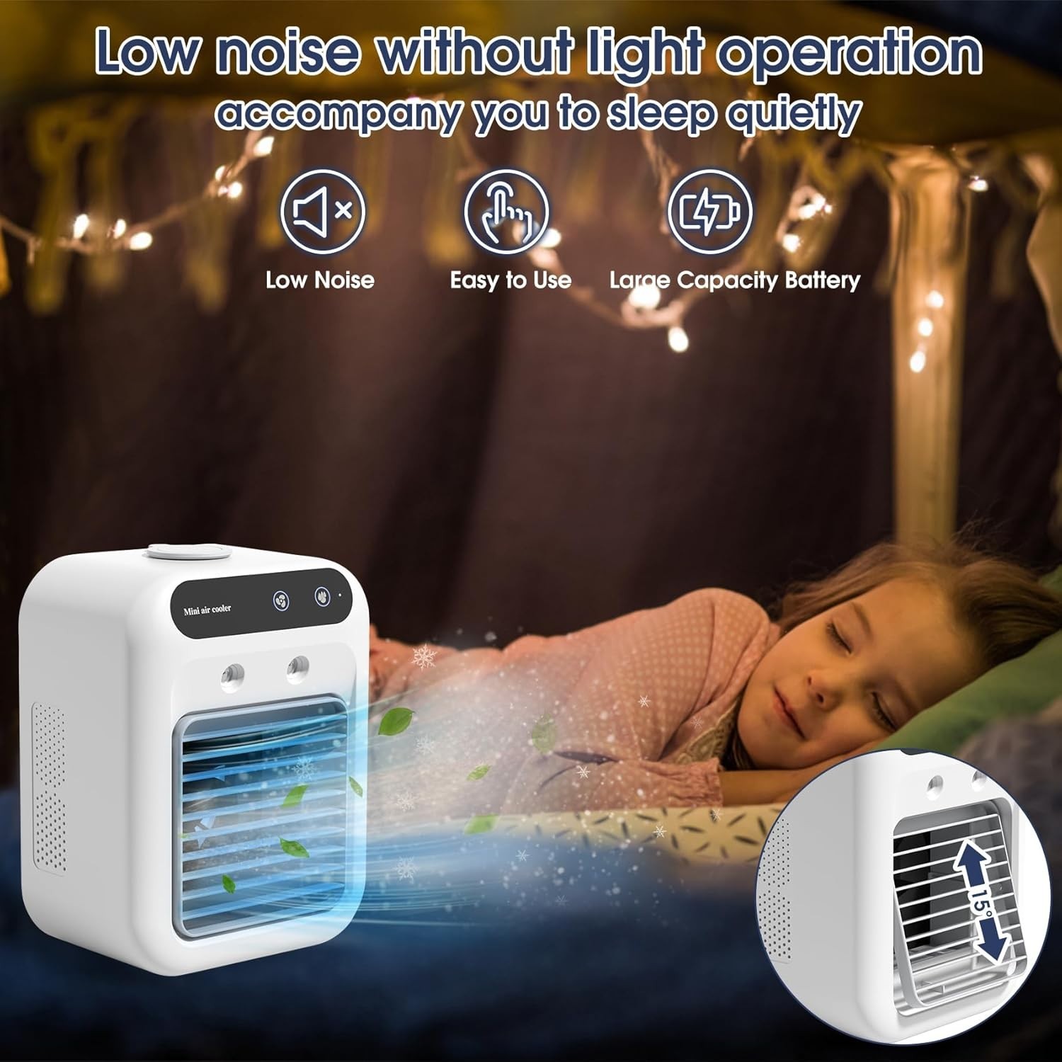 Portable Air Conditioner Rechargeable Mini AC Cooling Fan 2 Speed Spray