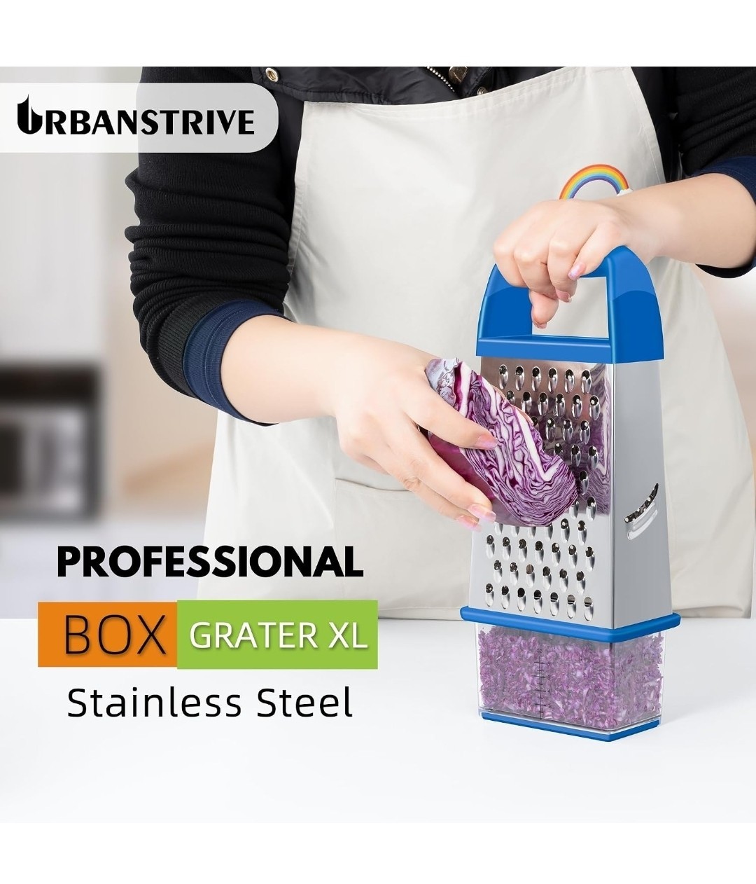 2 Pack Stainless Steel Box Cheese Grater w/ Storage Container & Lid 4-Sided NEW