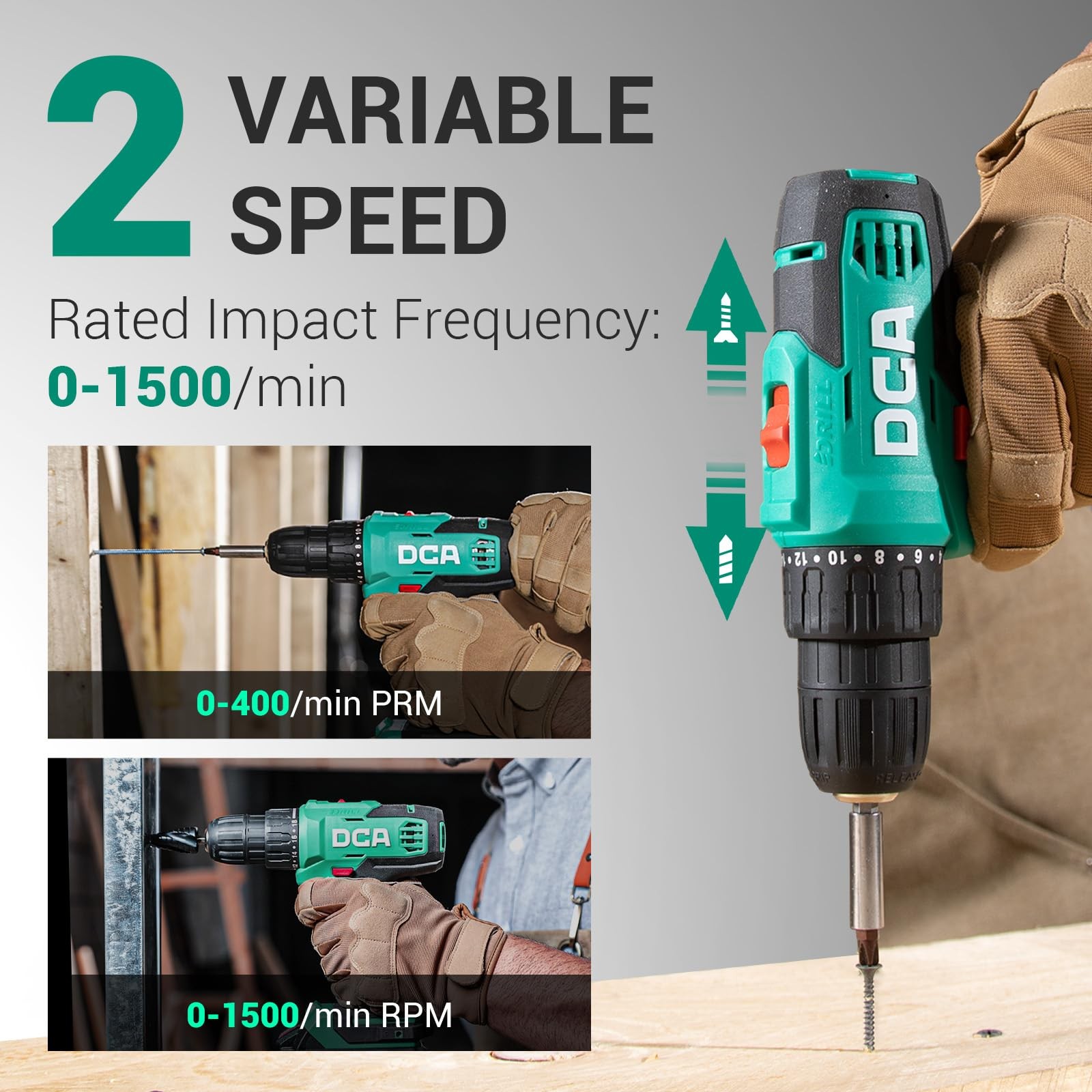 DCA Cordless Drill Set 354 in-lbs Torque 3/8″ Keyless Chuck Electric Power Drill