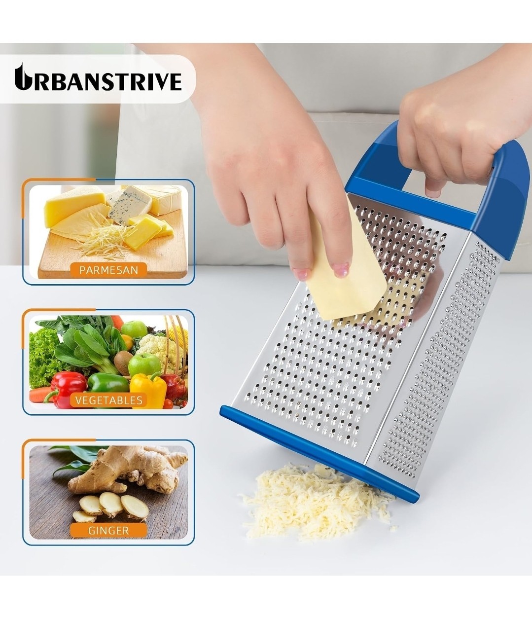 2 Pack Stainless Steel Box Cheese Grater w/ Storage Container & Lid 4-Sided NEW