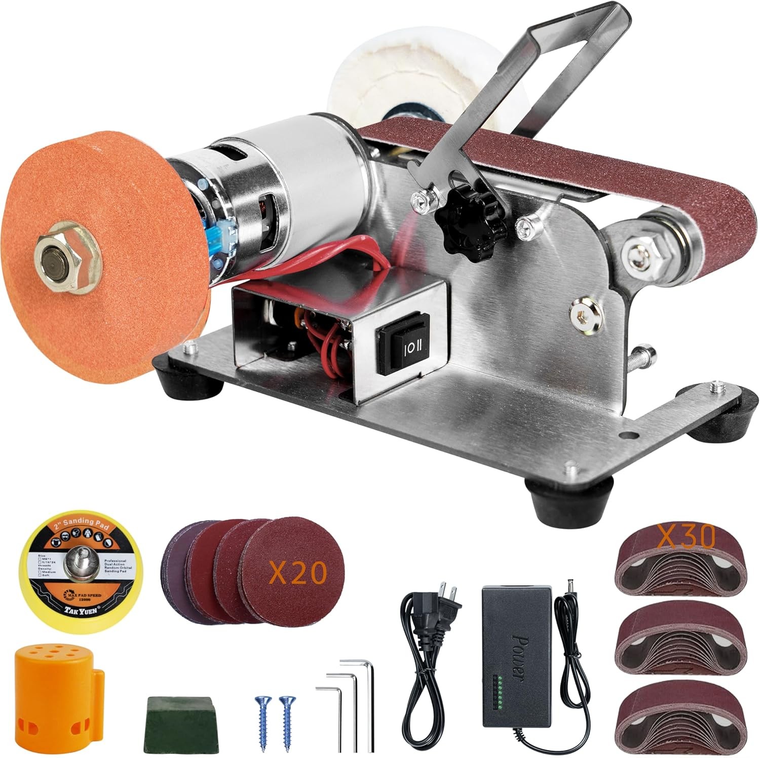 Mini Belt Sander Electric Grinder 7 Speed Knife Sharpener Wood Metal Tool