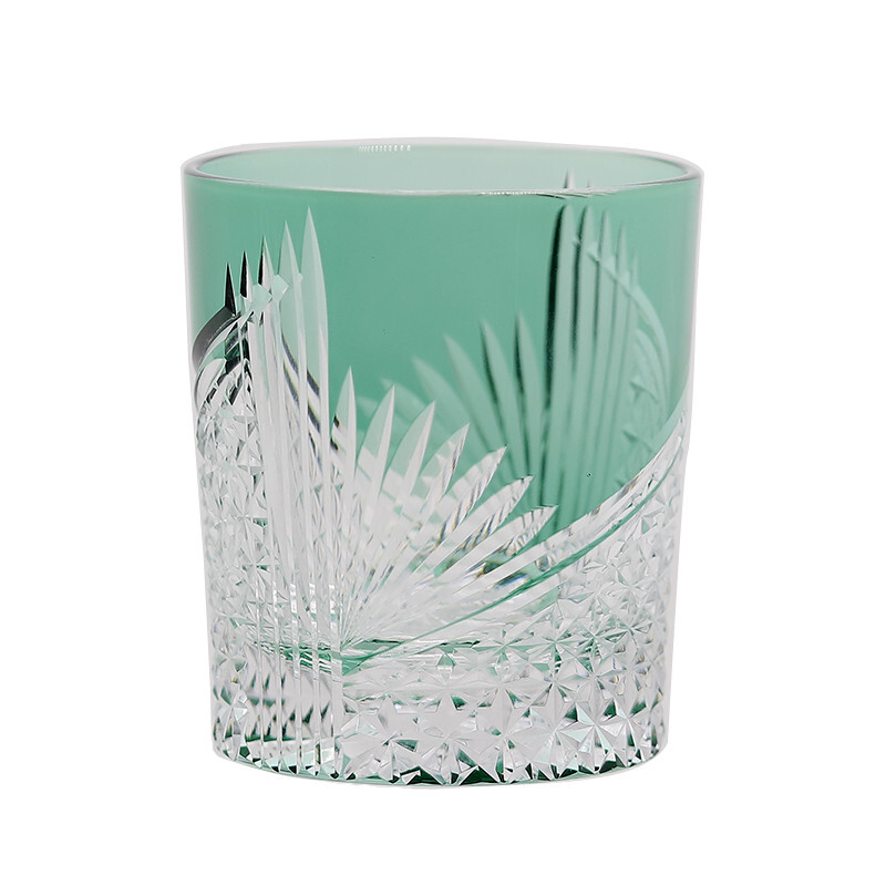 Handmade Classic Edo Kiriko Glass Shiny Crystal Whiskey Juice Tumbler Green