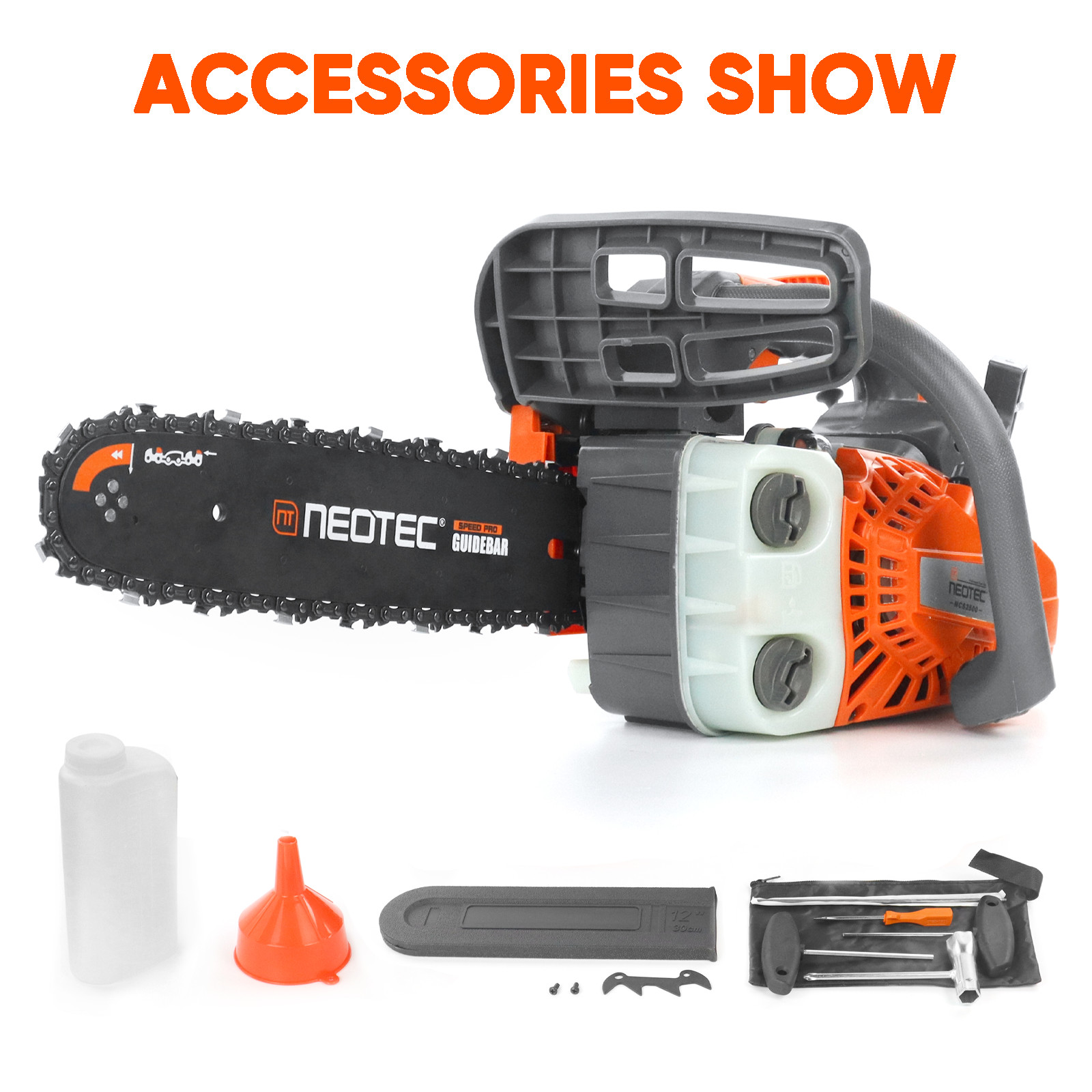 25.4cc Gas Top Handle Chainsaw with 12” Bar Chain 2-Stroke Engine Cut Tree Wood