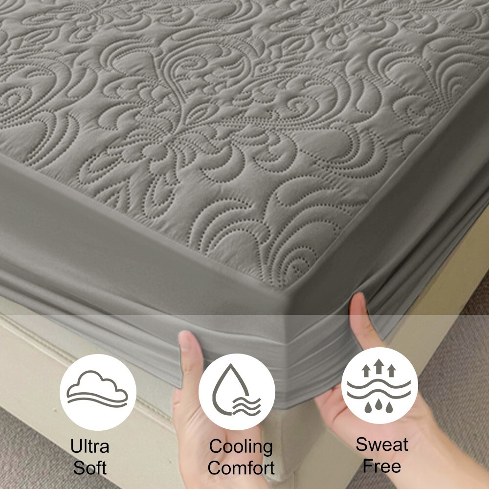 Quilted Fitted Mattress Cover Elastic Fitted Mattress Protector with Deep Pocket
