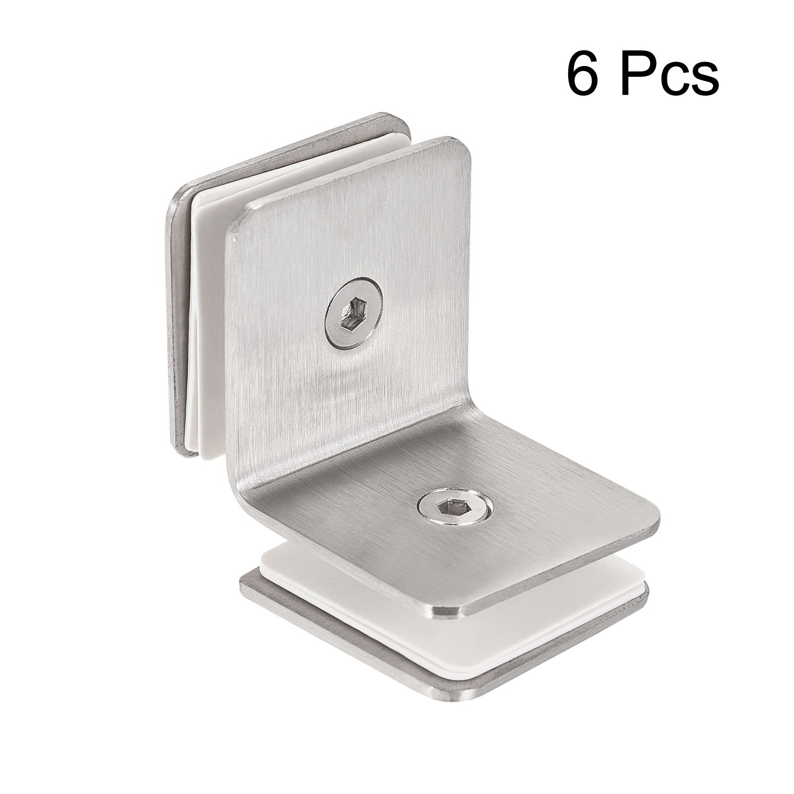 6pcs Stainless Steel 90 Degree Glass Clamp for 8-12mm Thickness Double Side