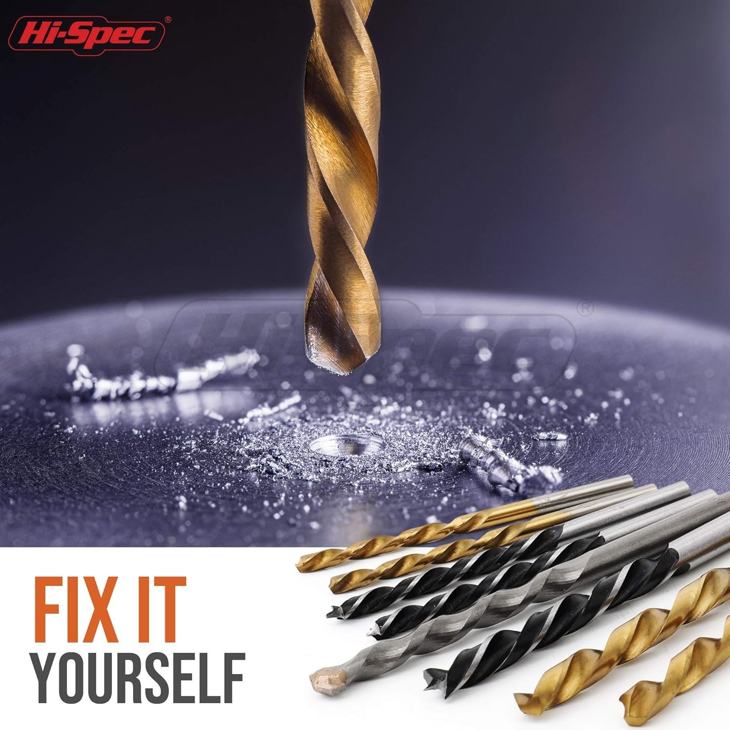 Hi-Spec 130pc Drill Bit Set HSS Titanium Masonry Wood Metal Bits w/ Case