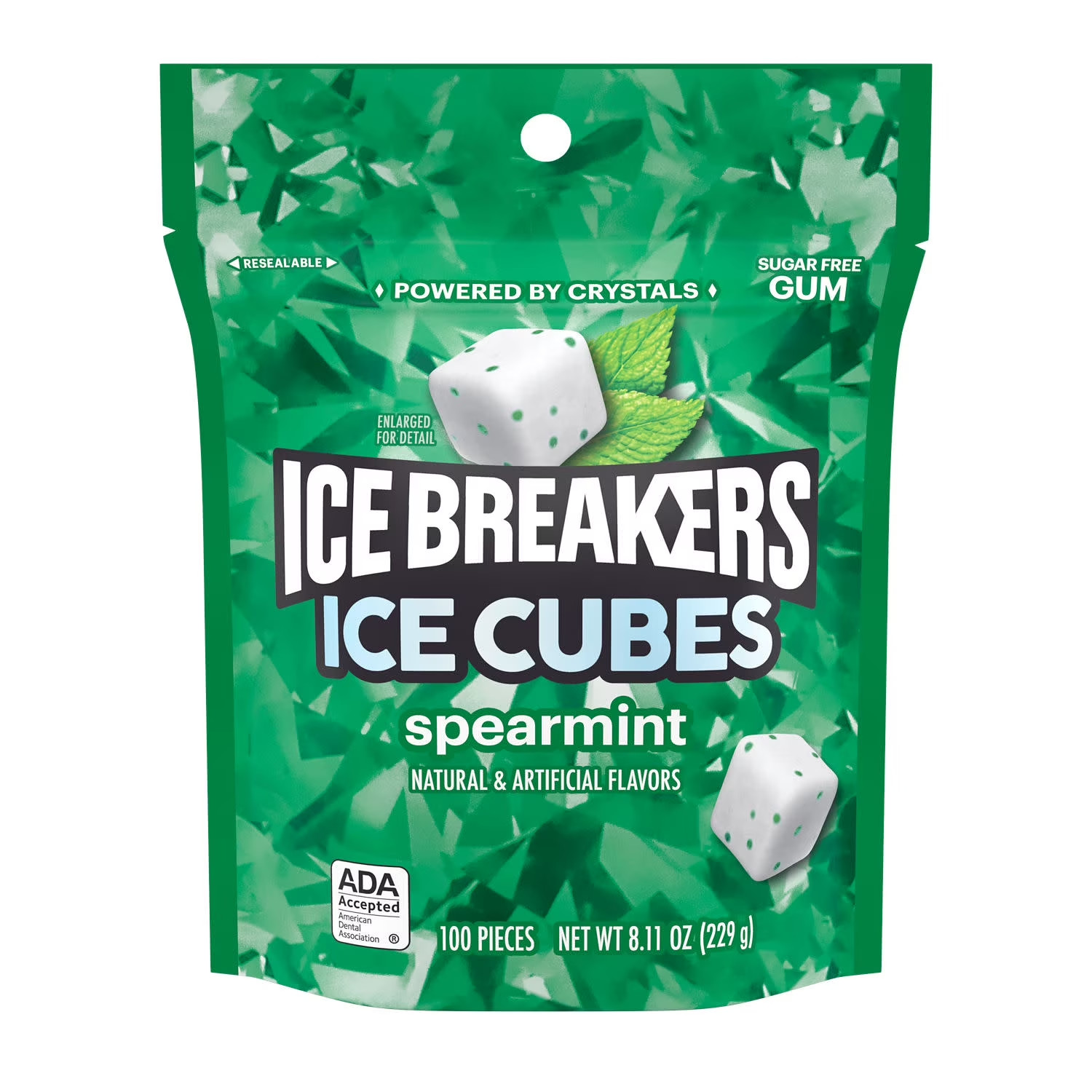 (Pack of 2) Ice Breakers Ice Cubes Spearmint Sugar Free Gum 8.11 oz 2x 100 pcs