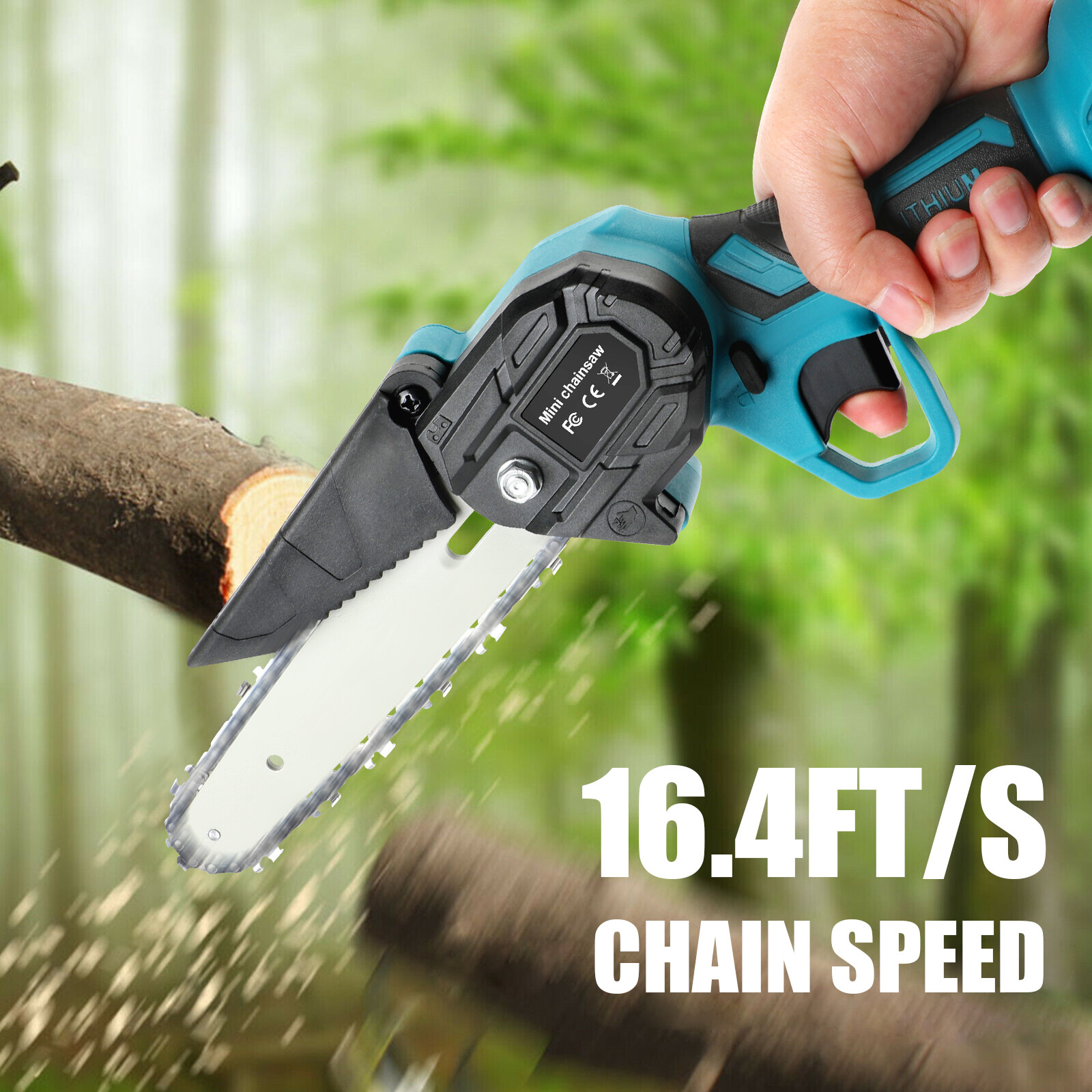 4+6″ Electric Mini Chainsaw Cordless Handheld Chain Saw Wood Cutter+2 Batteries