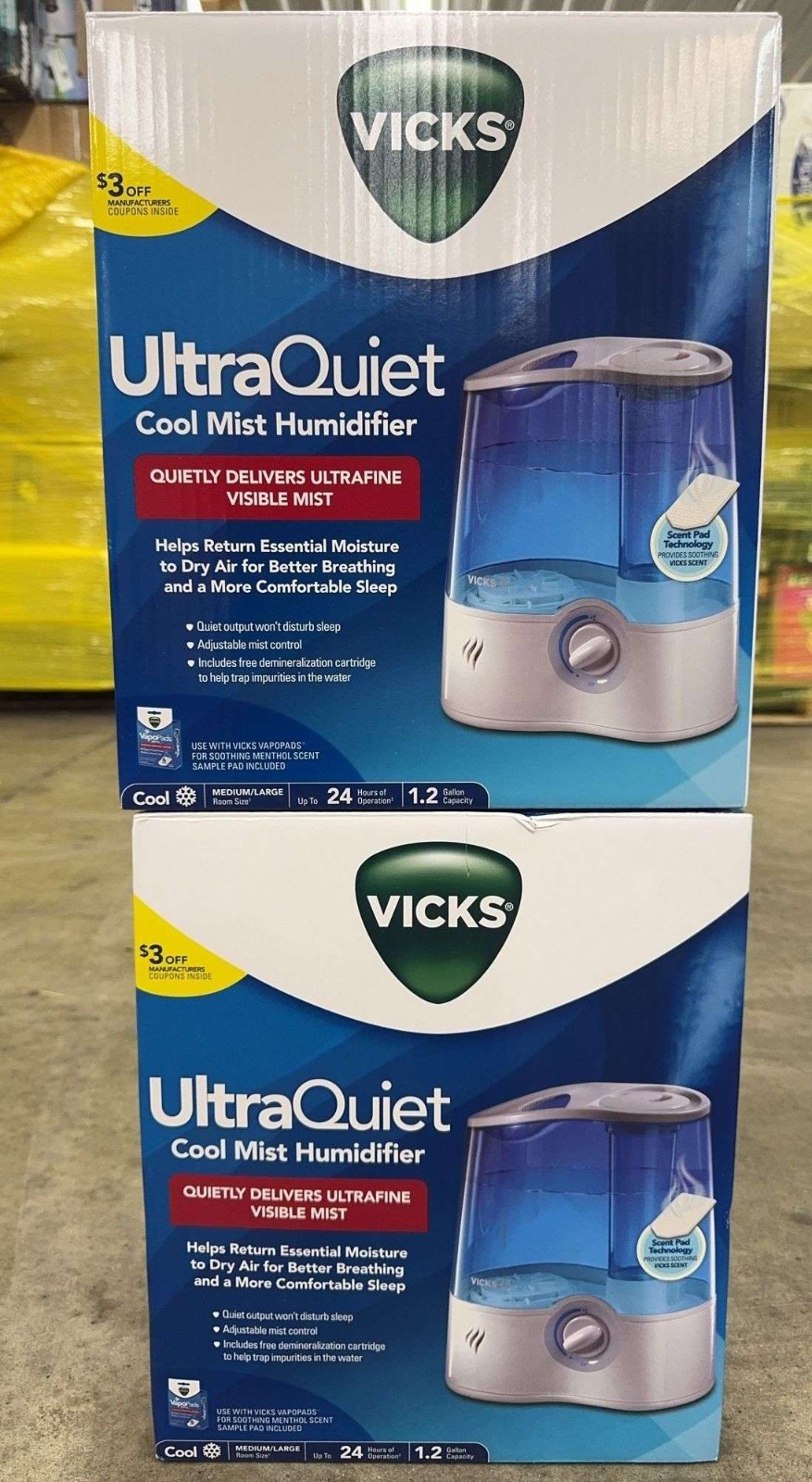 Vicks UltrQuiet Cool Mist Humidifier 1.2 Gal Capacity Up To 24Hrs V5100NS