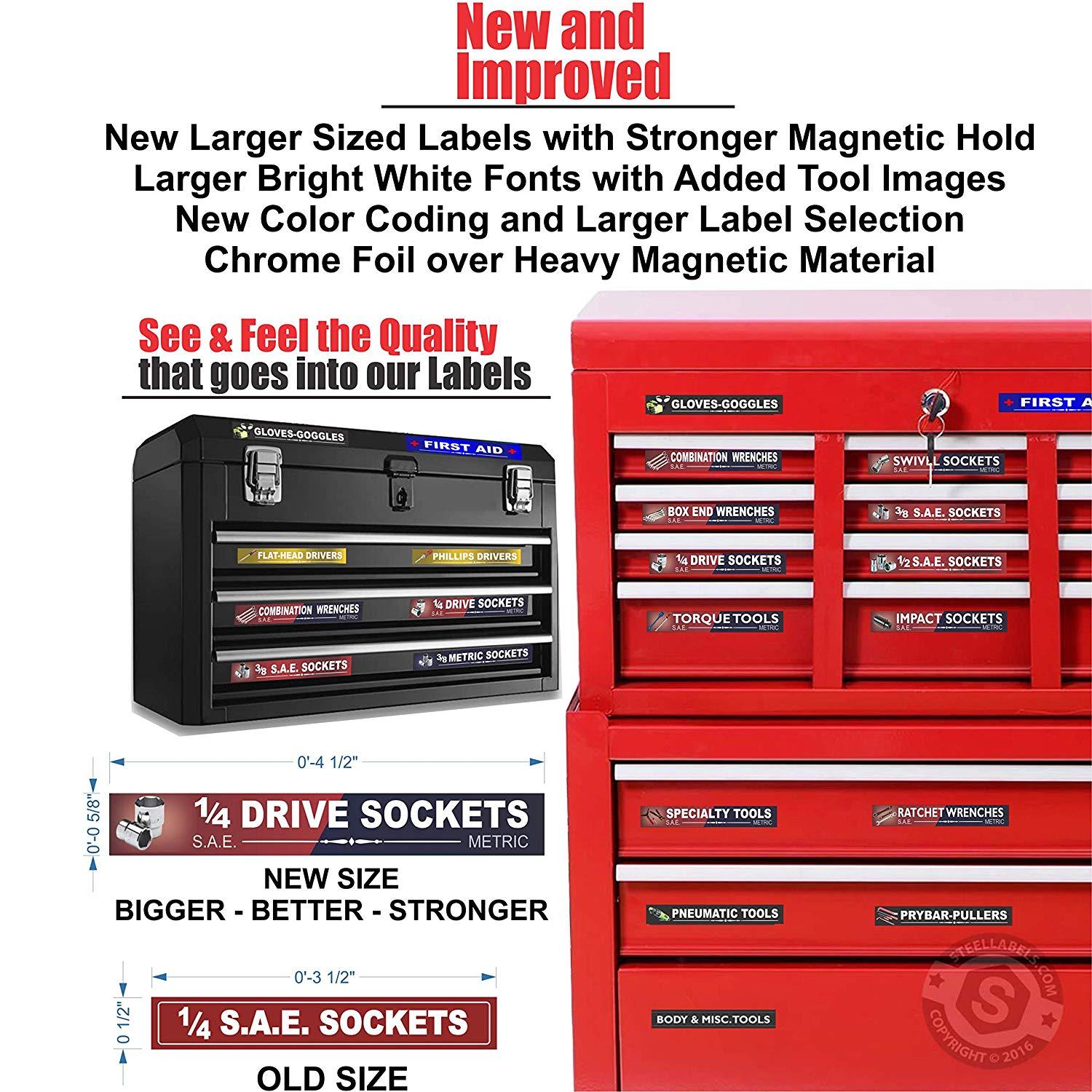 Ultimate Blue Magnetic TOOLBOX LABELS fits all tool chest & cabinets