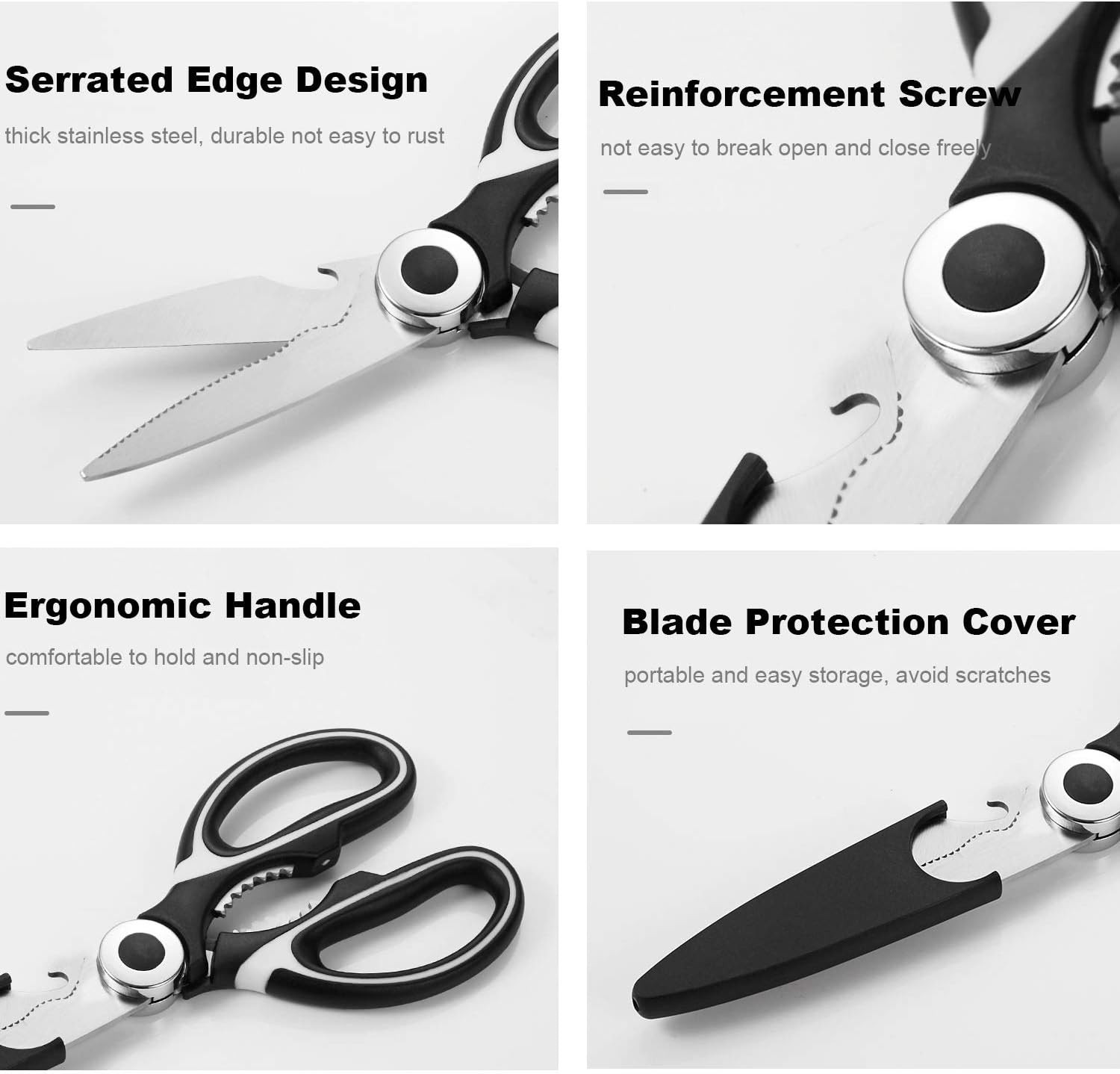 Stainless Steel Kitchen Shears Heavy Duty Scissors for Meat Fish Chicken Bones