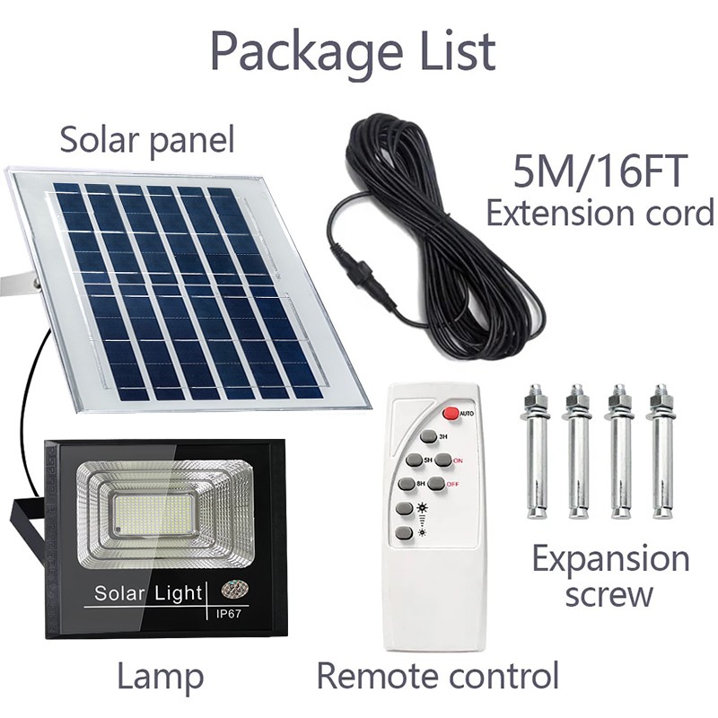 6500K 500W Outdoor Solar Flood Light Street Security Floodlight Dusk to Dawn