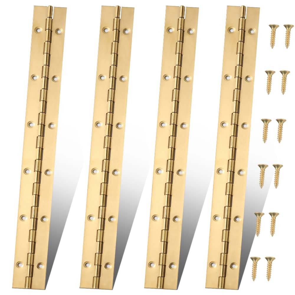 12 Inch Gold Stainless Steel Piano Hinges, 4 Pcs Continuous & Piano Hinge with H