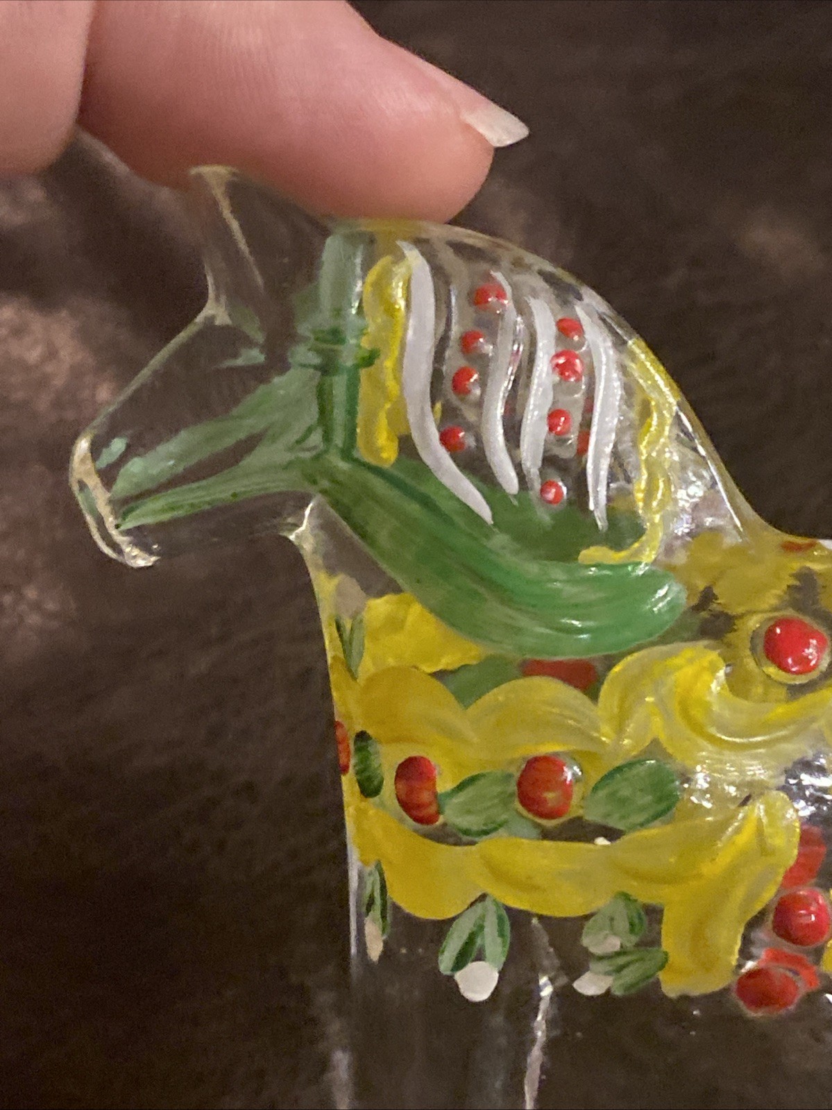 Swedish Lindshammar Glass Dala Horse Christer Sjogren hand painted made Sweden