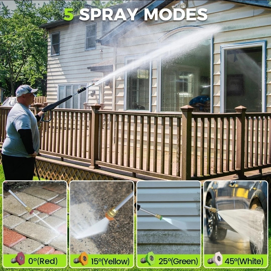 5000PSI Electric Pressure Washer Max 3.0GPM Portable Power Washer 4 Quick Nozzle
