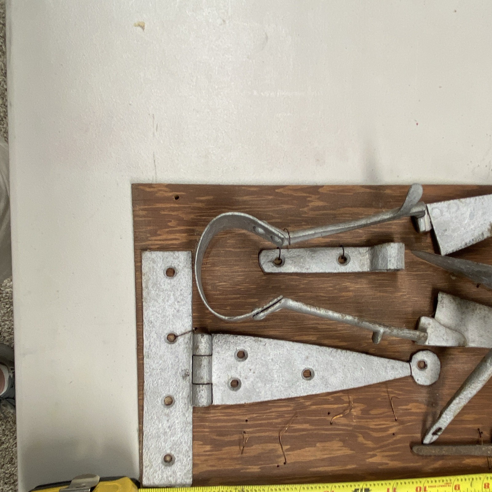 Industrial Tools Wall Plaque, Wood Grain & Metal Hardware, Wall Mounted 18″