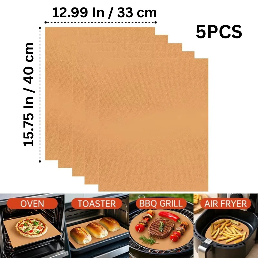 5Pcs BBQ Grill Mats Outdoor Barbecue Cooking Baking Non Stick Reusable