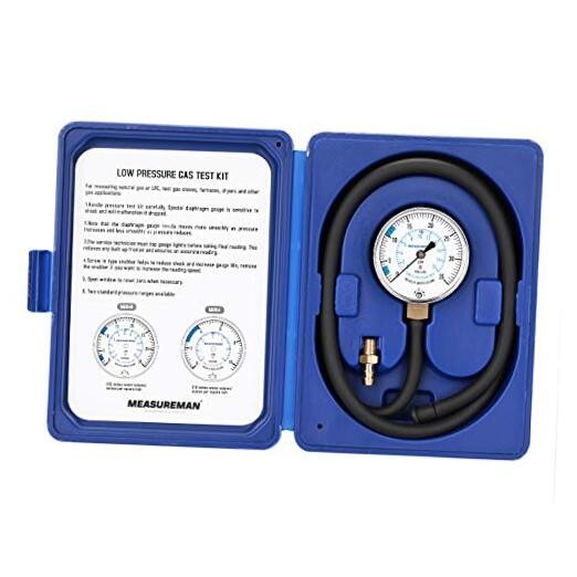 Natural Gas or LP Gas Manifold Pressure Test Kit, 0-35inH2O Pressure Test Kit