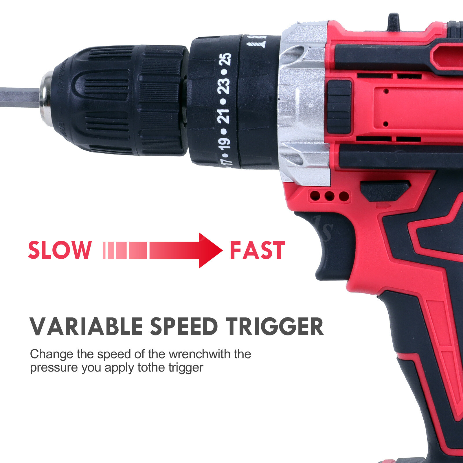 21V Electric Drill 3/8″ Power Cordless Screwdriver Drill Set with 2 Battery Kit