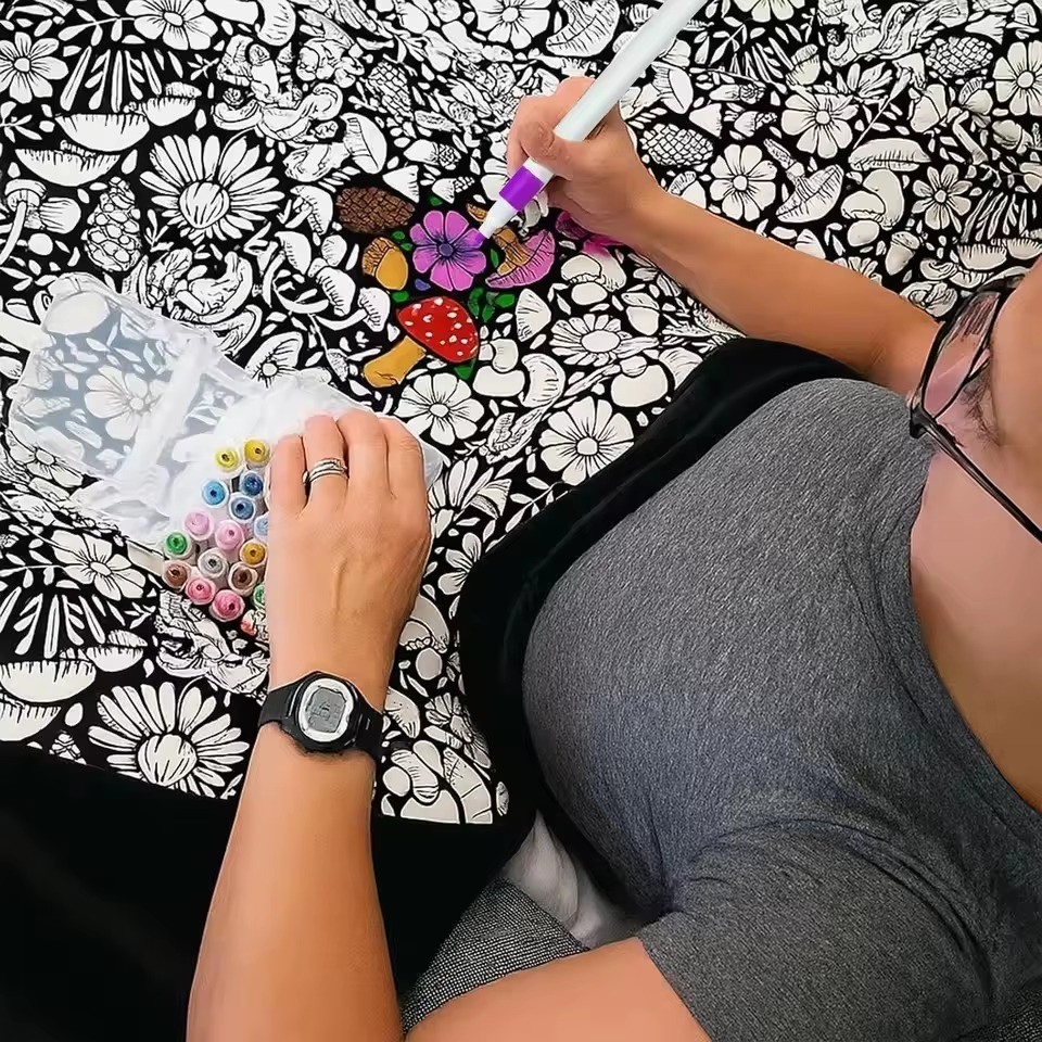 DIY Coloring Blanket 50×60 with 24 Washable Color Pens for Kids Adult Home Decor