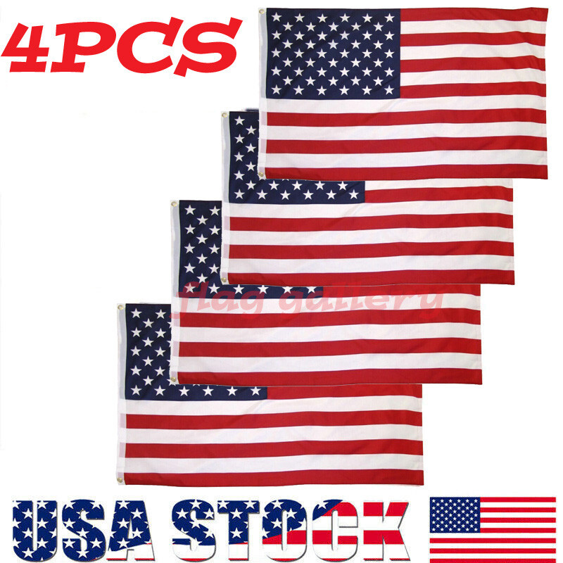 4 PCS US U.S. American USA Flag 3′ x 5′ FT Polyester Stars Brass 2 Grommets