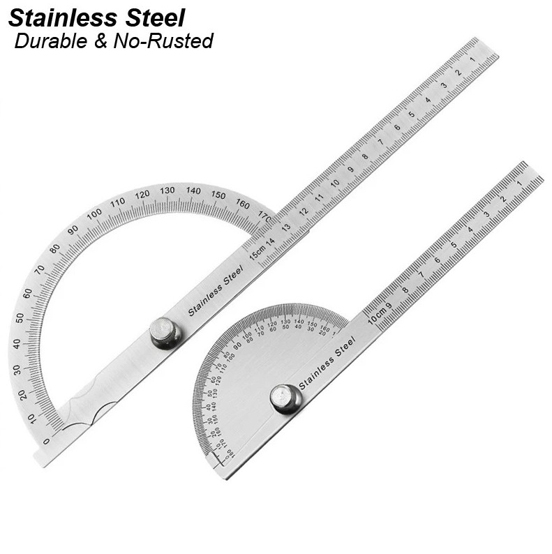 1pc Stainless Steel Angle Meter Protractor Ruler 180° Gauge Tool – NEW