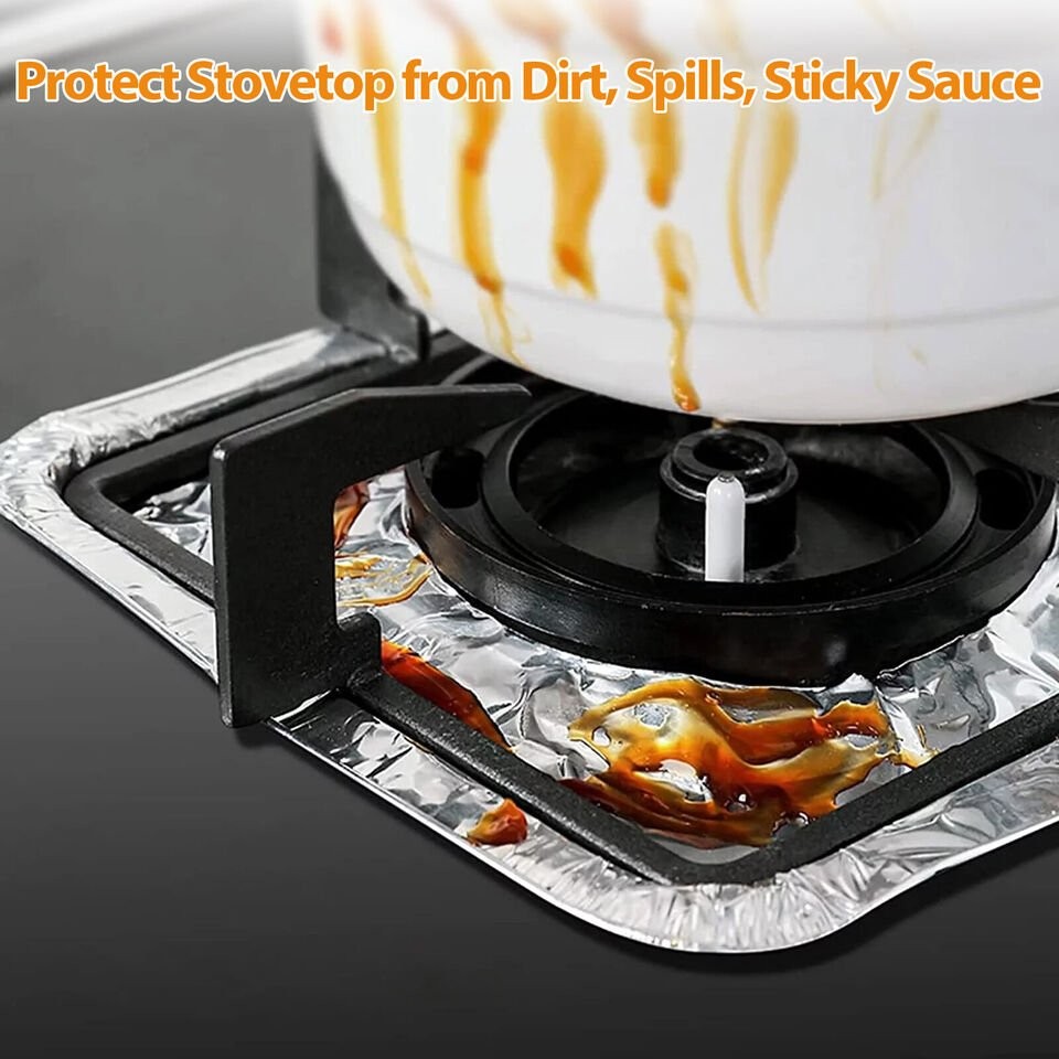 40Pcs Disposable Aluminum Foil Square Gas Stove Burner Liners Heavy Bib Cover US