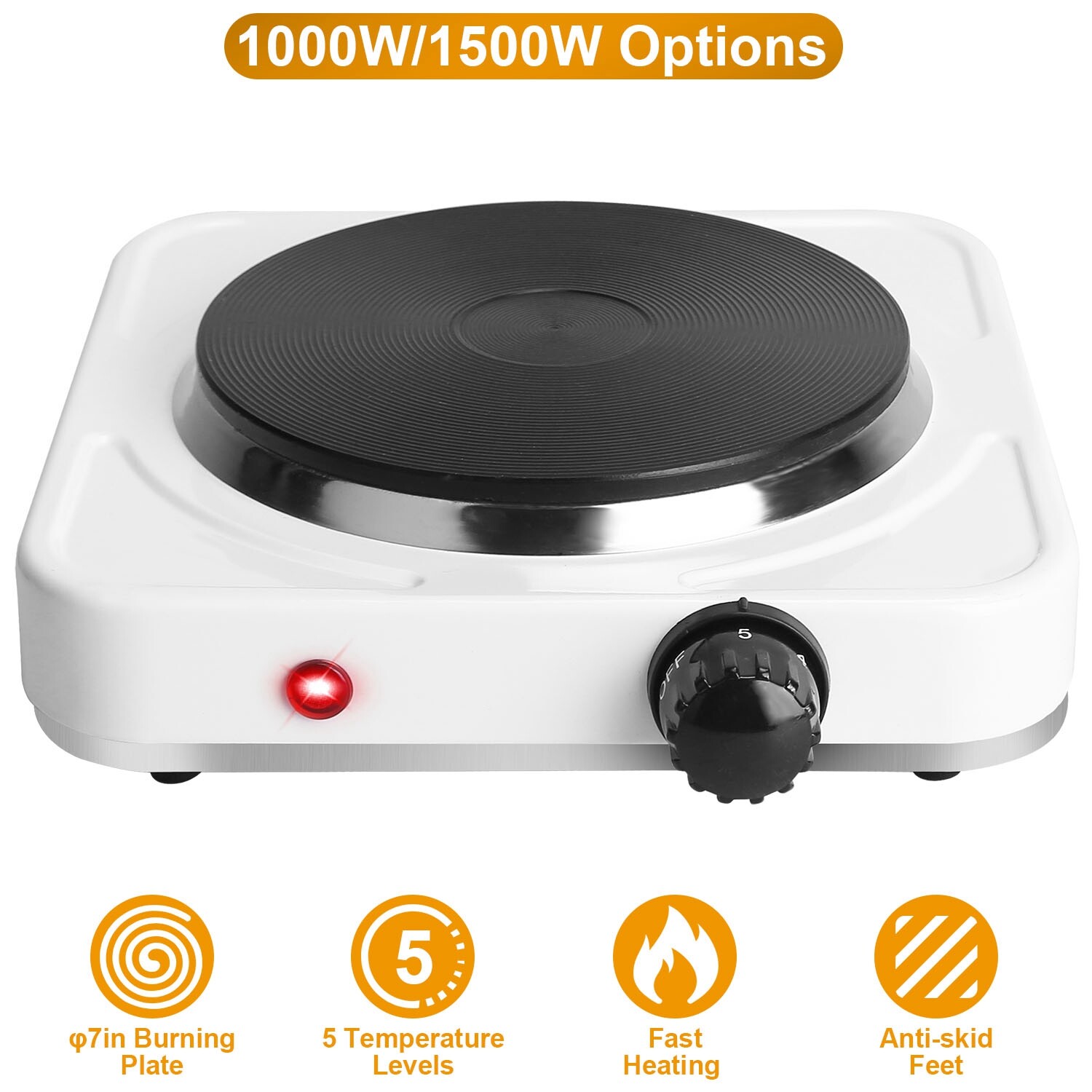 ♨️1500W Portable Single Electric Burner Hot Plate Camping Stove Adjustable 110V