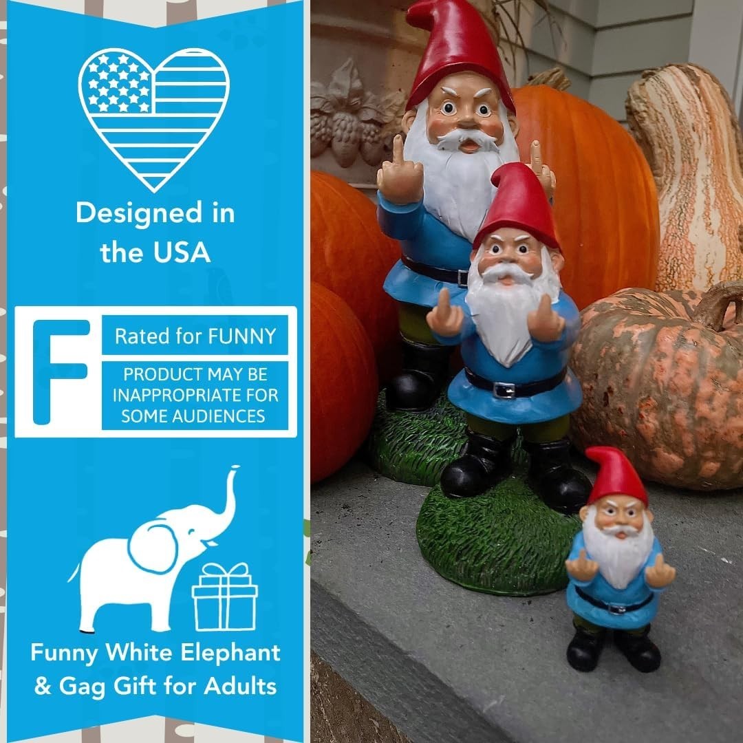 The 8.5in Naughty Gnome – Unique Middle Finger Statue for Garden