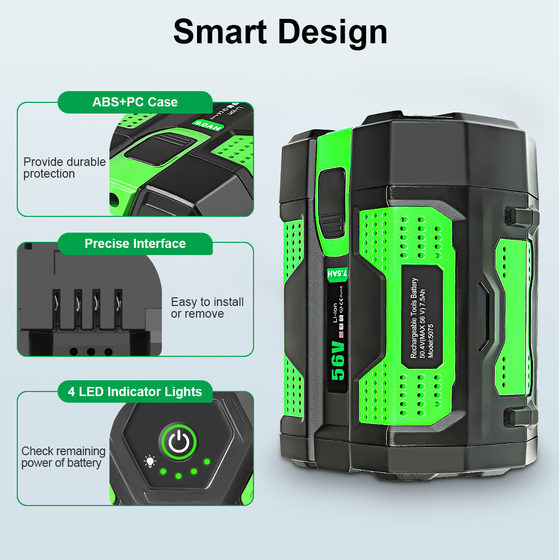 56V 7.5Ah/7500mAh Battery Replace For EGO BA4200 BA2800T LB4800 w/ Fuel gauge