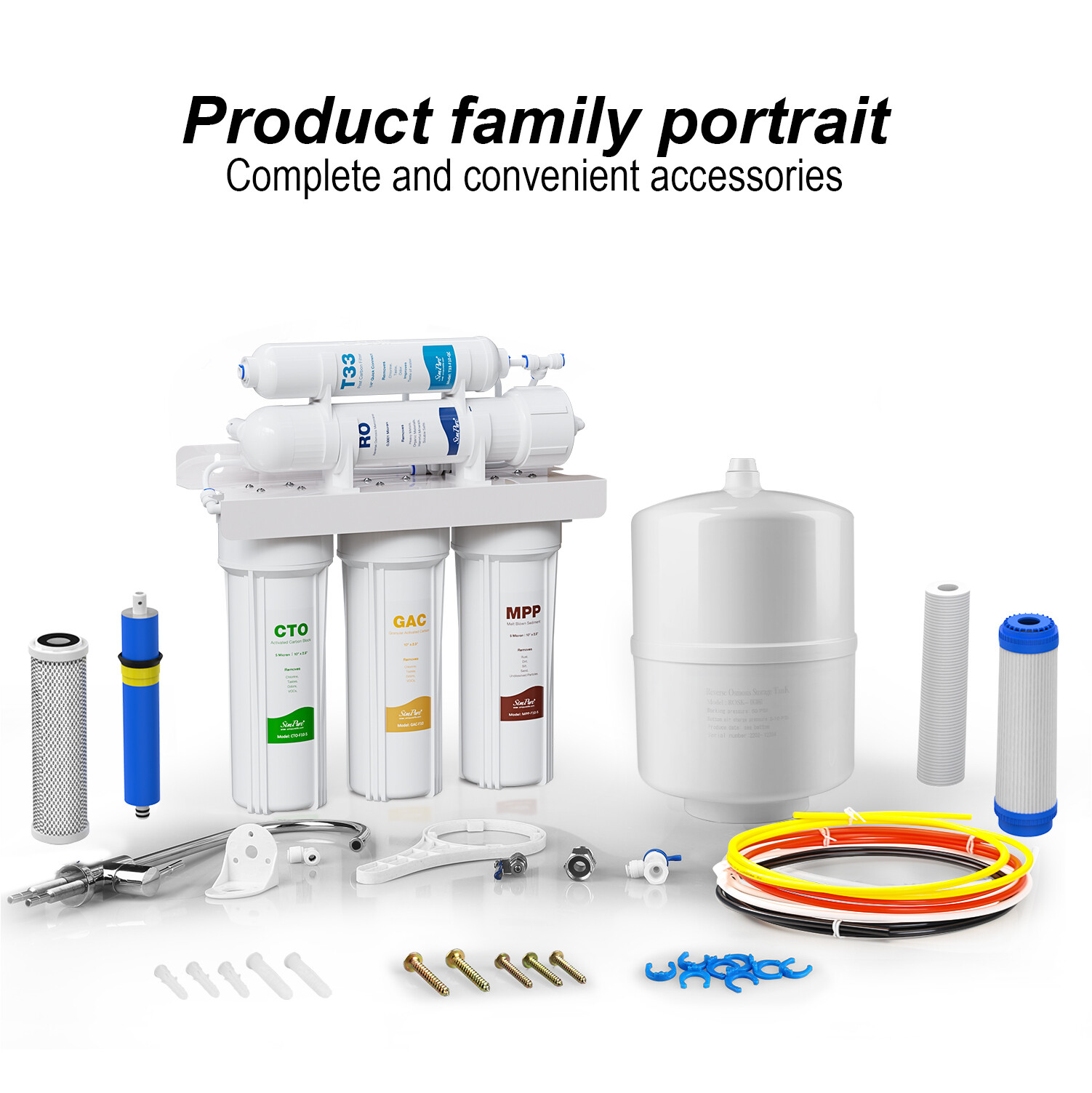 5 Stage Undersink Reverse Osmosis Water Filter System 100 GPD Membrane Filter
