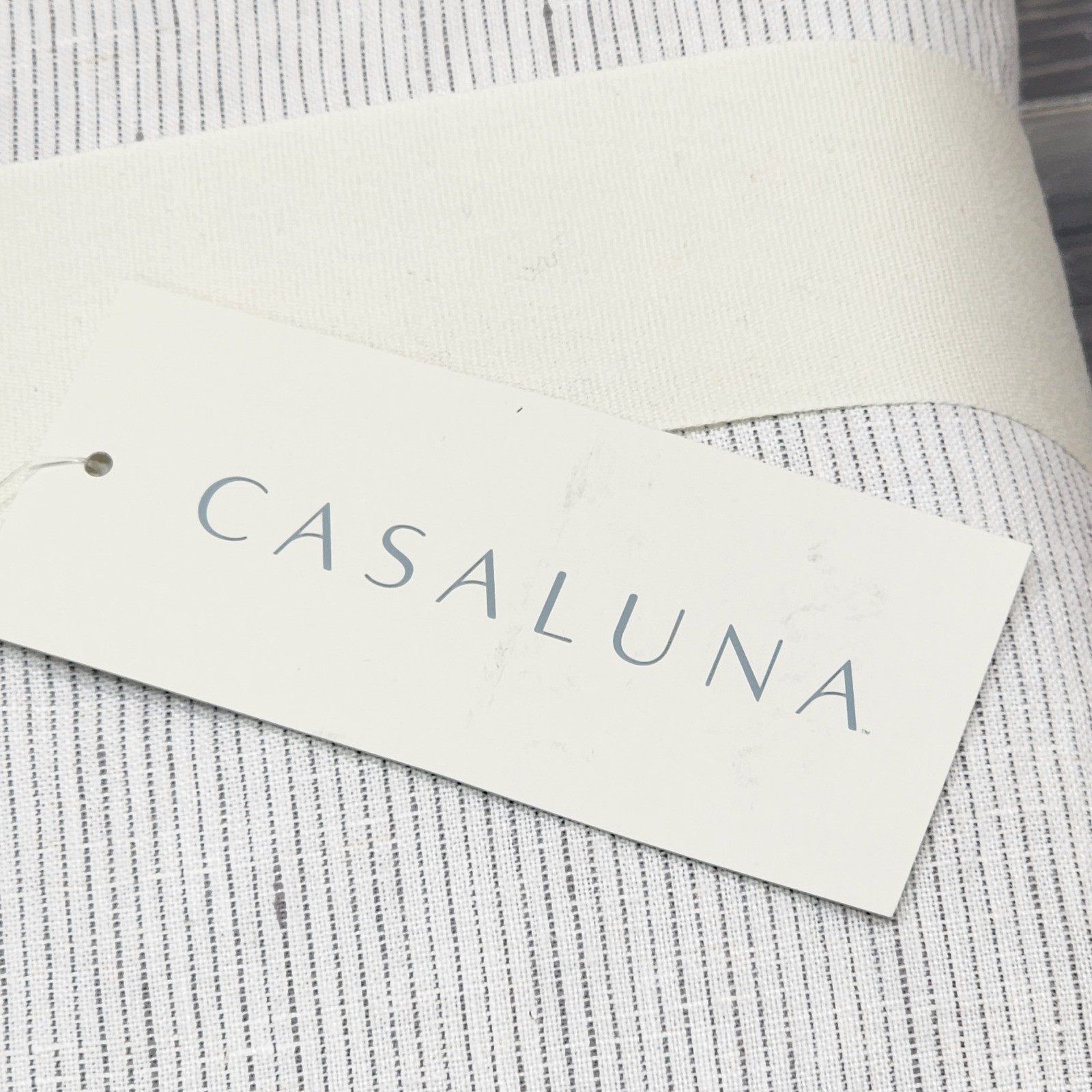 Casaluna 100% Linen 3pc Full Queen Duvet Cover Set White Gray Pinstripe