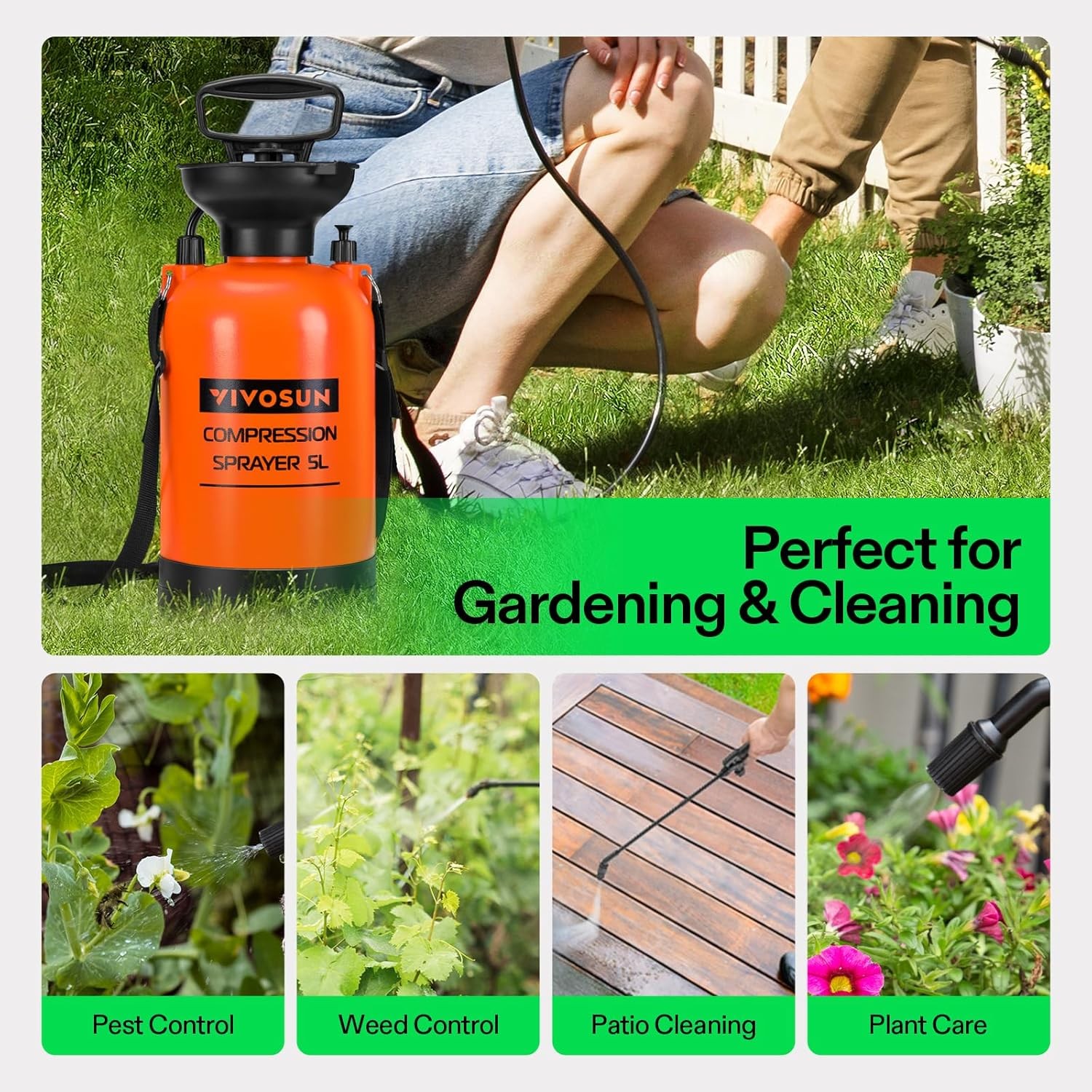 1.35 Gallon Pump Pressure Sprayer Garden Lawn Water Bottle w Shoulder Strap