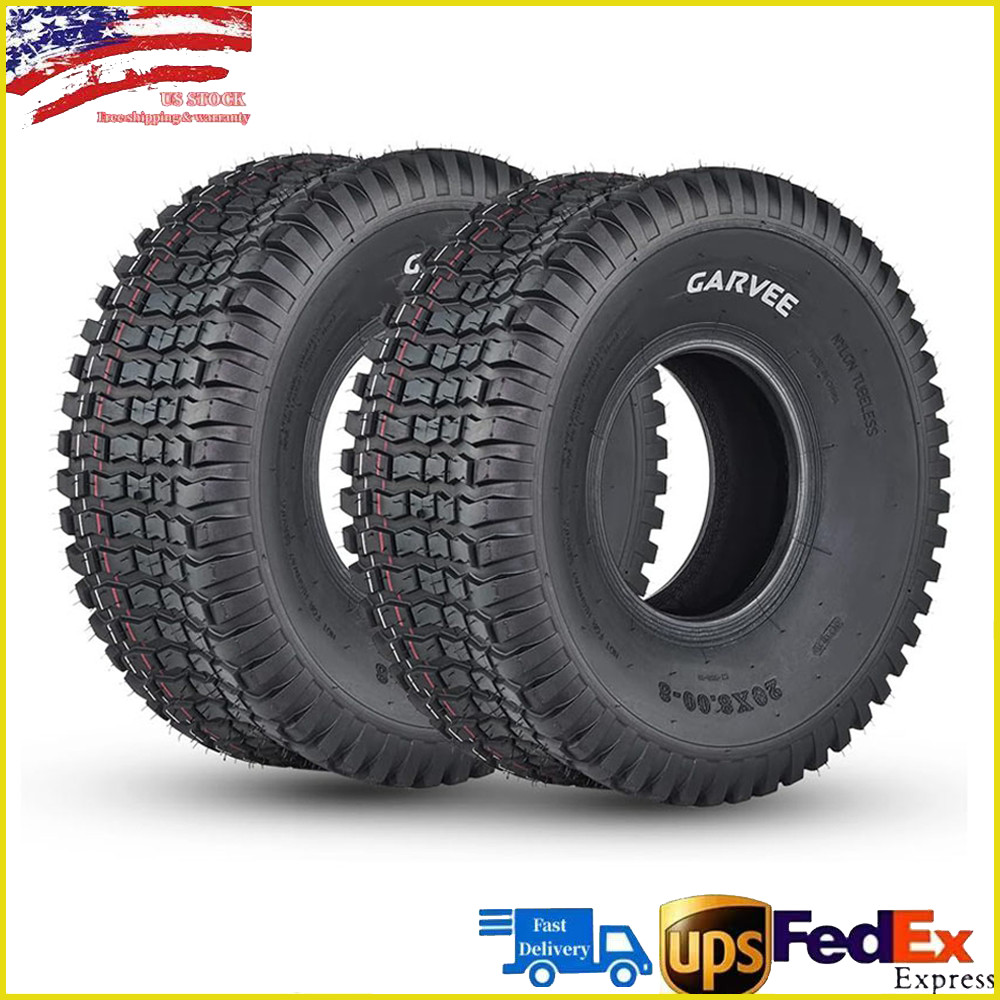 Set Of 2 20×8-8 Lawn Mower Tires 4Ply 20x8x8 Garden Tractor Turf Tyres 20×8.00-8