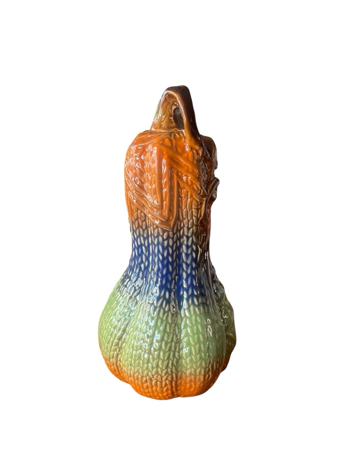 Pumpkin Tall Slender Ceramic Embossed Vine Fall Harvest Decor Autumn Gourd 10″