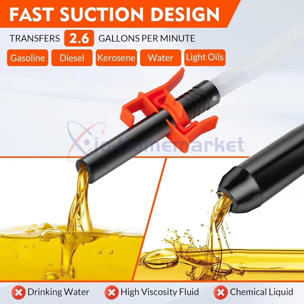 Battery Powered Electric Fuel Transfer Pump Portable Gas Oil Liquid Pump