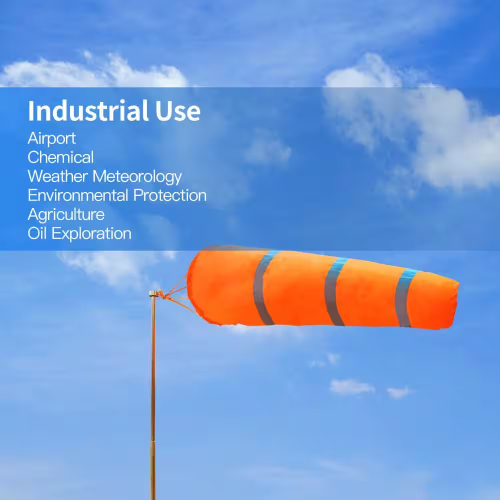 30 In. X 9.8 In. Orange Nylon Windsock Rip-Stop Wind Direction Measurement Sock