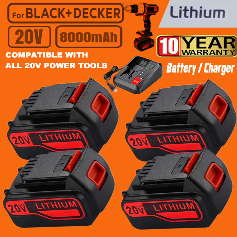 8.0Ah LB2X4020 Battery /Charger For BLACK+DECKER LBXR20 20V Lithium LB2X4020-OPE