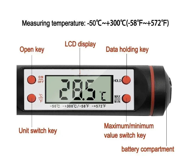 Instant Read Digital Meat Thermometer BBQ Grill Smoker For Kitchen Food Cooking