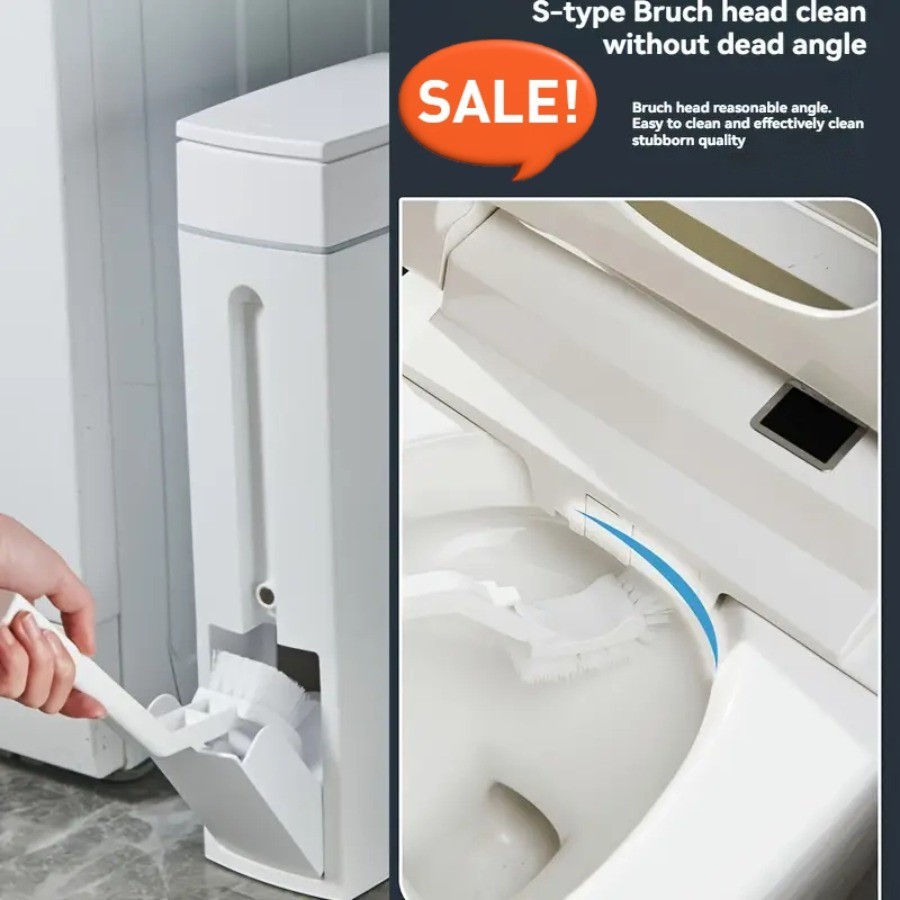 1/2PC Bathroom Trash Can with Brush,Space-Saving Slender Corner Trash Can
