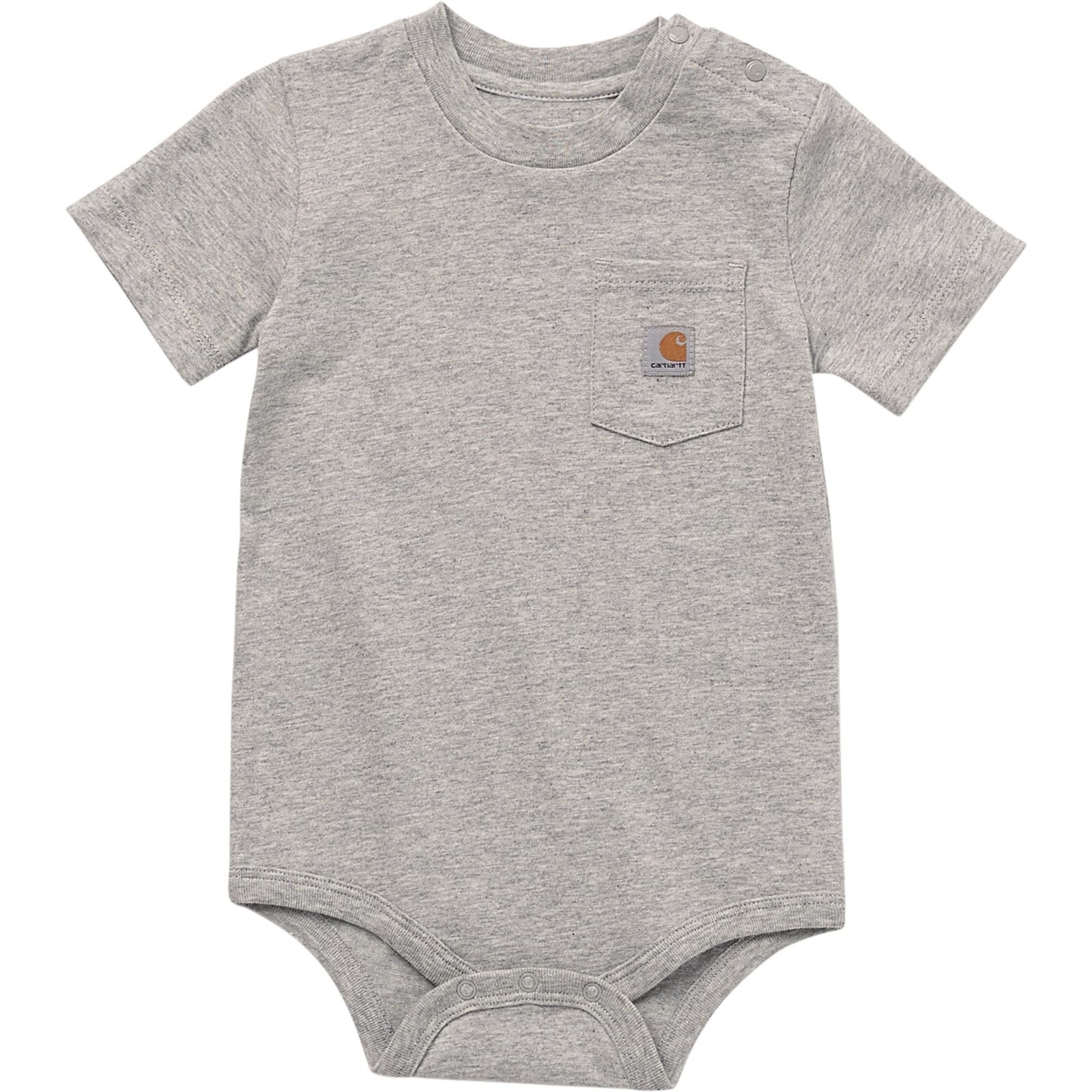 Carhartt unisex-baby Short-Sleeve Pocket Bodysuit, Heather Grey, 18M